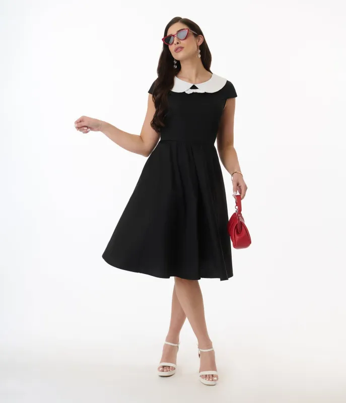Orchid Bloom Black & White Bow Swing Dress sold by Unique Vintage