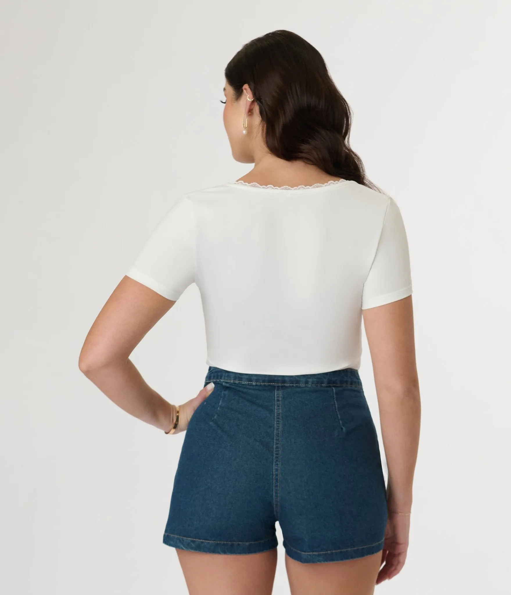 White Lace Crop Top sold by Unique Vintage product image thumbnail 4