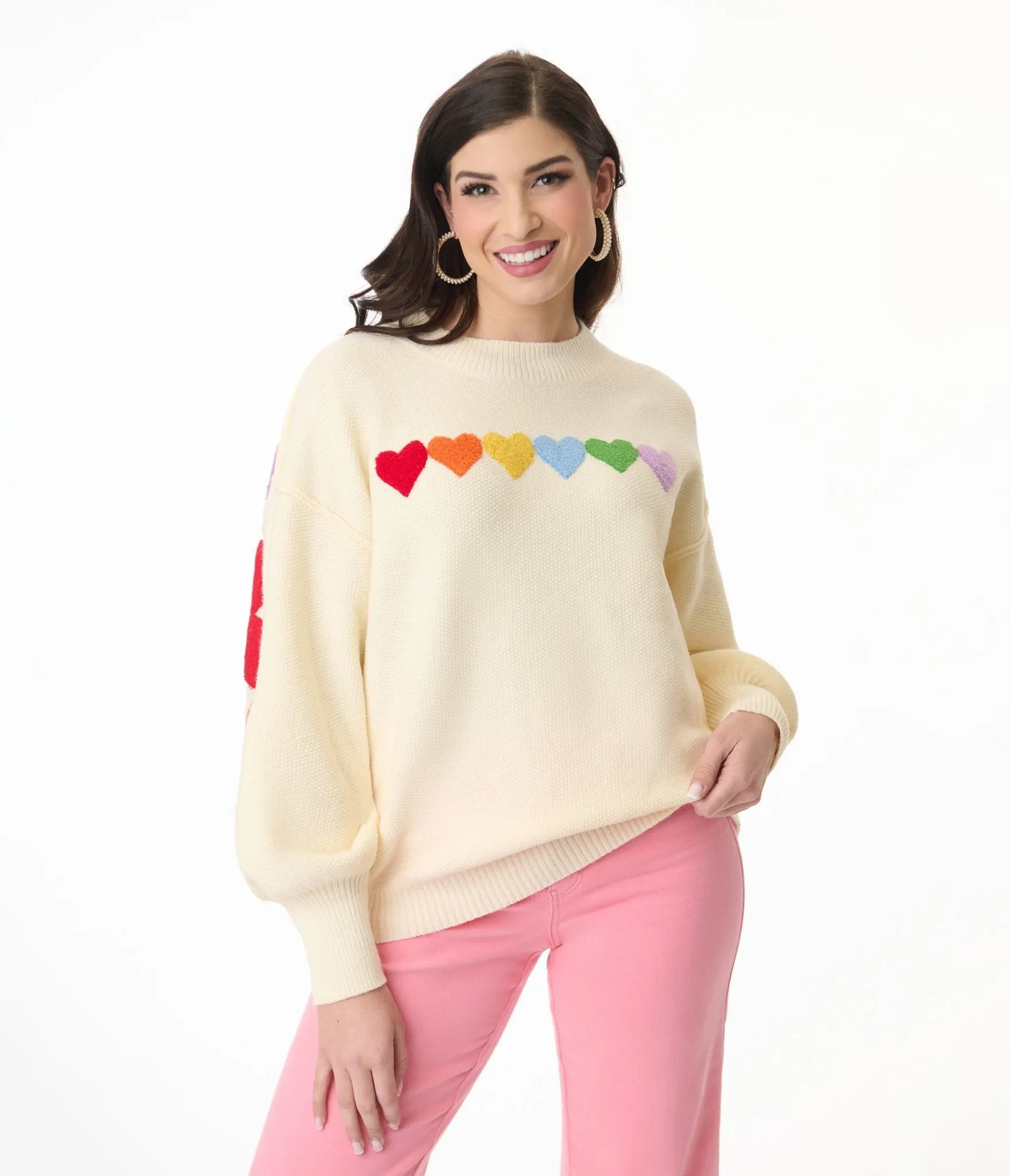 Ivory & Rainbow Heart Shaped Patch Sweater sold by Unique Vintage product image thumbnail 3
