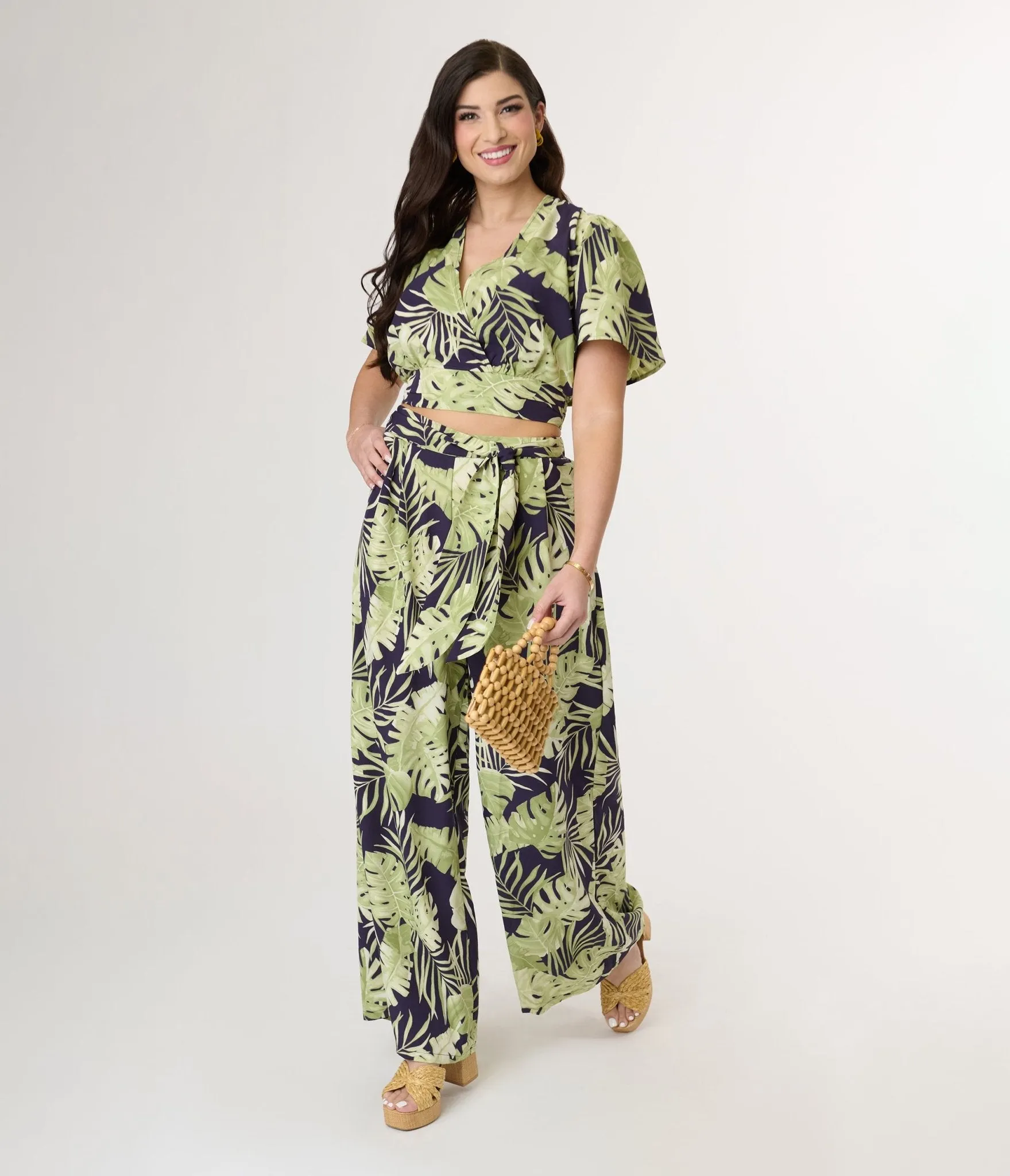 Navy & Green Tropical Crop Top sold by Unique Vintage product image thumbnail 4