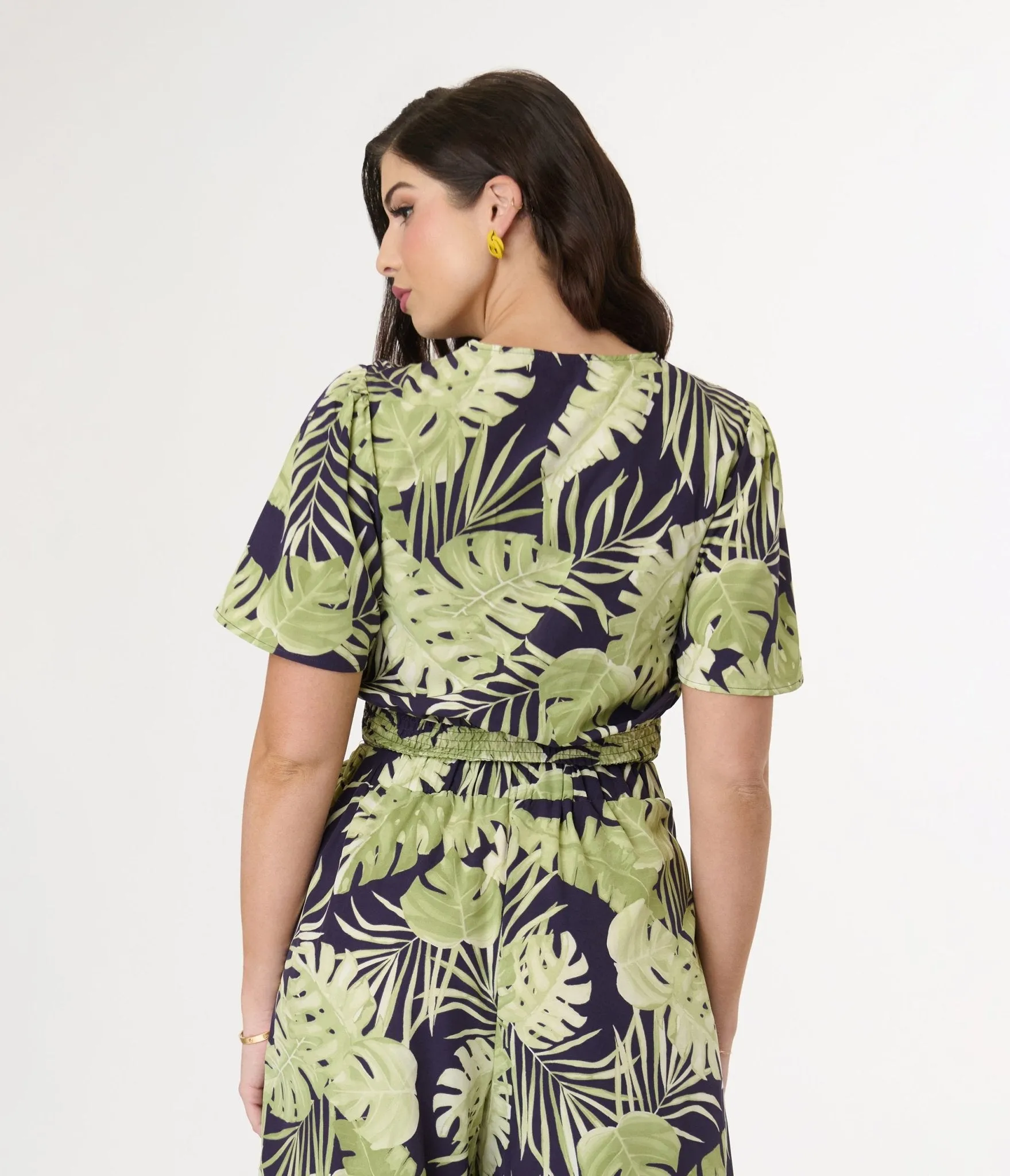 Navy & Green Tropical Crop Top sold by Unique Vintage product image thumbnail 3