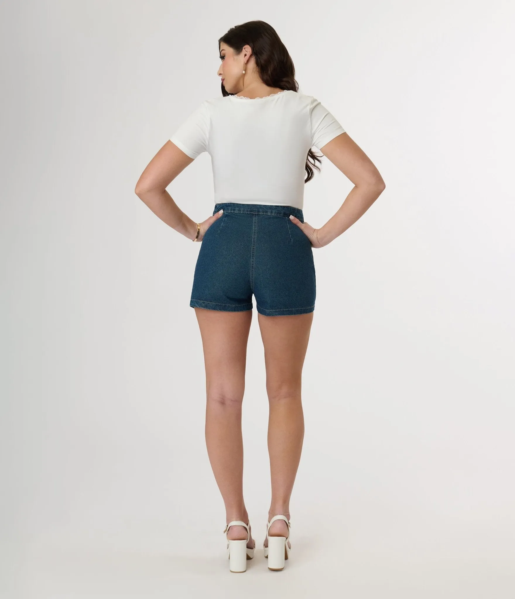 Blue Denim High Rise Shorts sold by Unique Vintage product image thumbnail 3