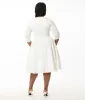 Unique Vintage Plus Size 1950s Ivory Pleated Bust Swing Dress sold by Unique Vintage