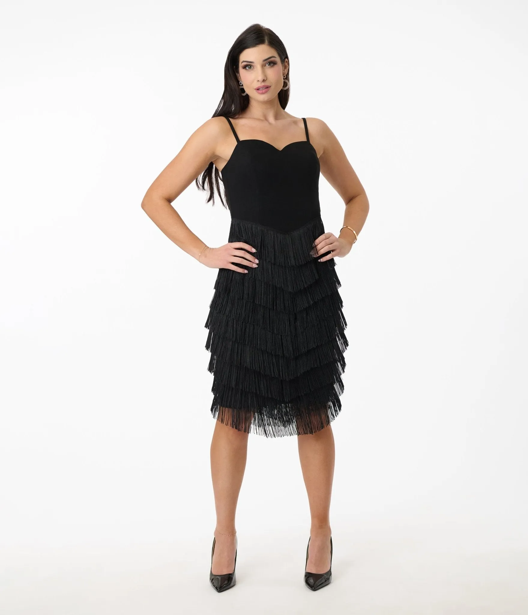 Unique Vintage Black Chevron Fringe Pencil Dress sold by Unique Vintage product image thumbnail 4