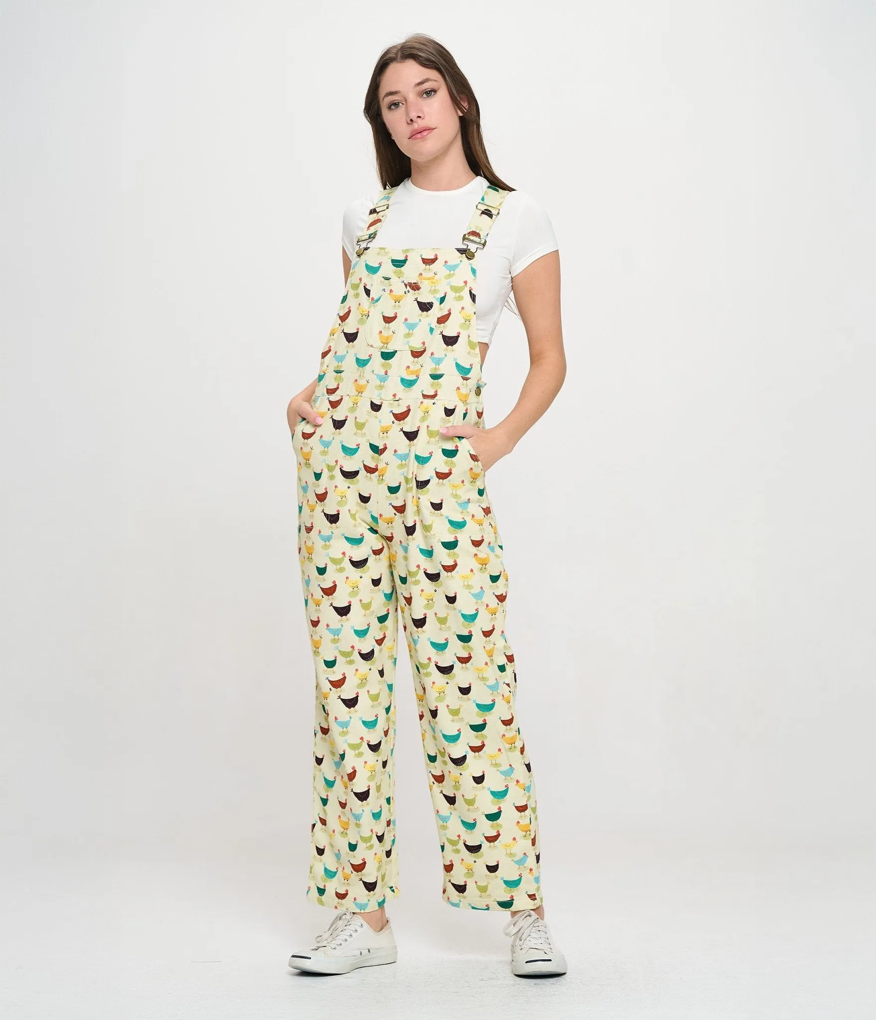 Multicolor Rooster Print Cotton Overalls sold by Unique Vintage