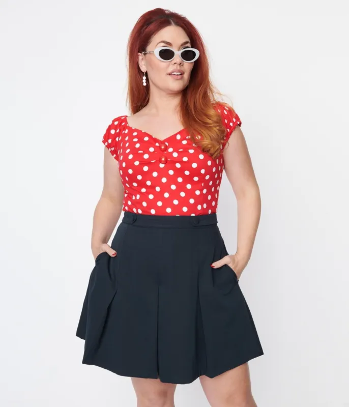 Collectif Red & White Polka Dot Dolores Top sold by Unique Vintage