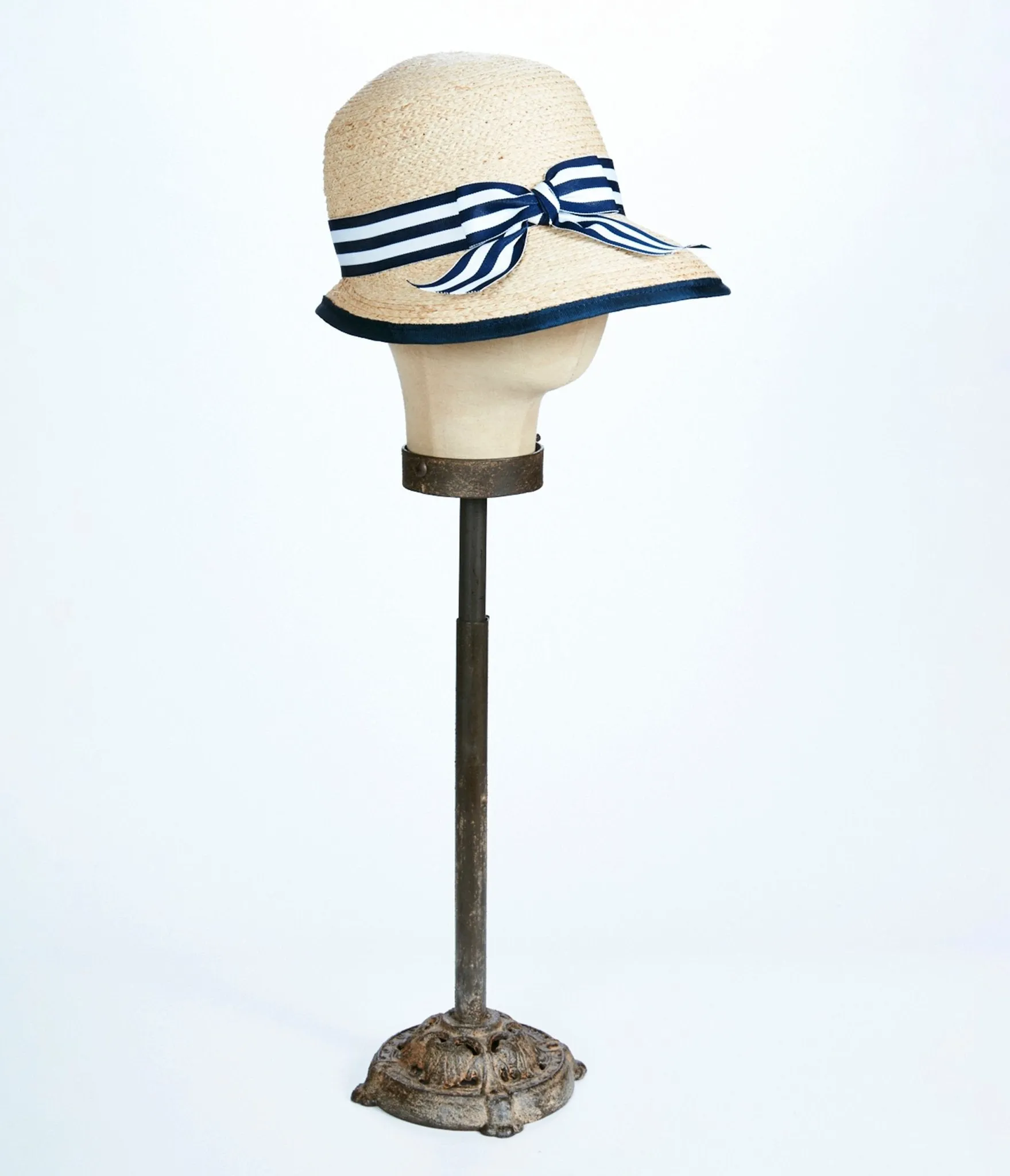 Kathy Jeanne Blue Striped Ribbon Hat sold by Unique Vintage