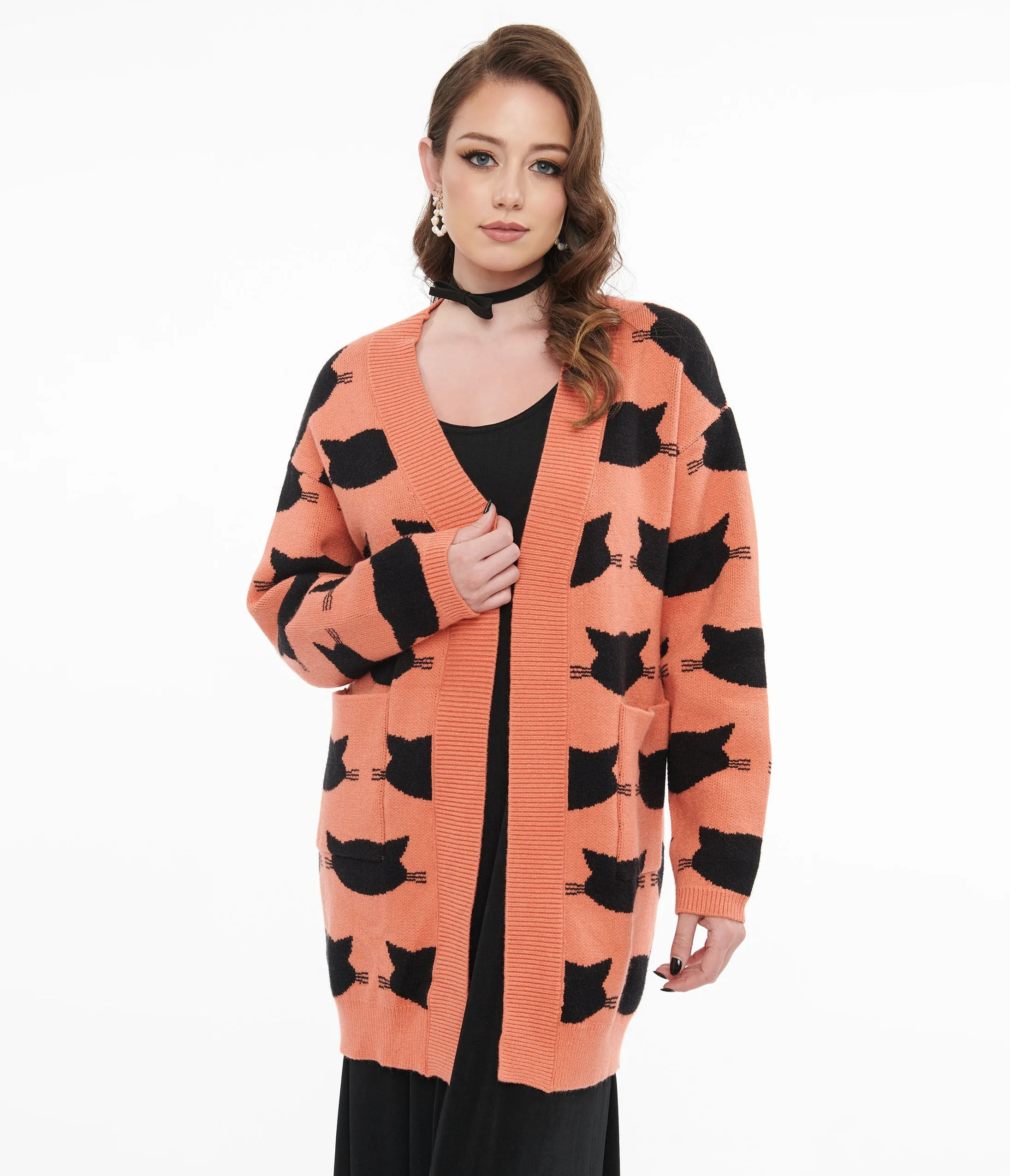 Magnolia Place Orange & Black Cat Cardigan sold by Unique Vintage product image thumbnail 3