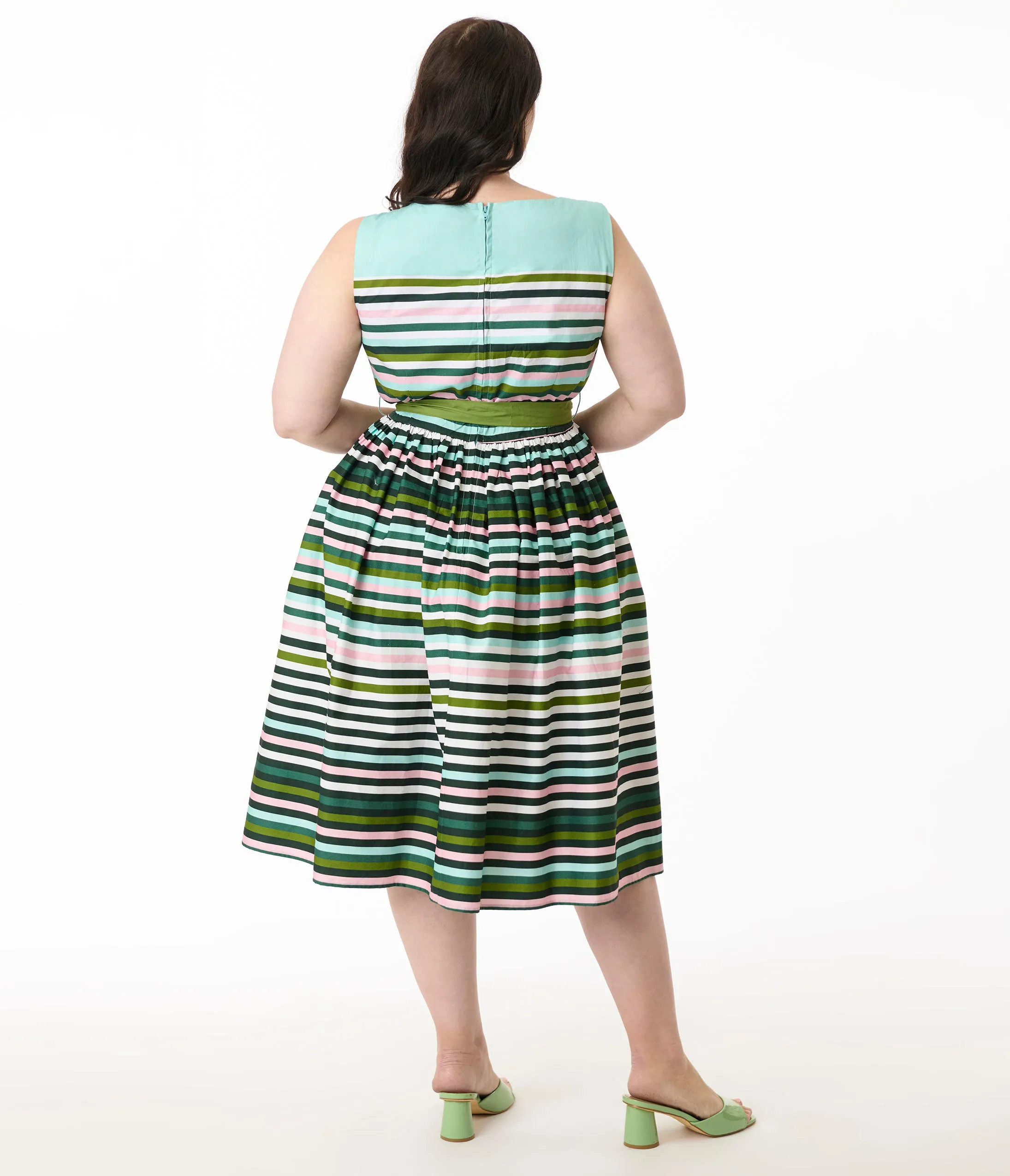Unique Vintage Plus Size Spring Stripe Sleeveless Cotton Swing Dress sold by Unique Vintage product image thumbnail 3