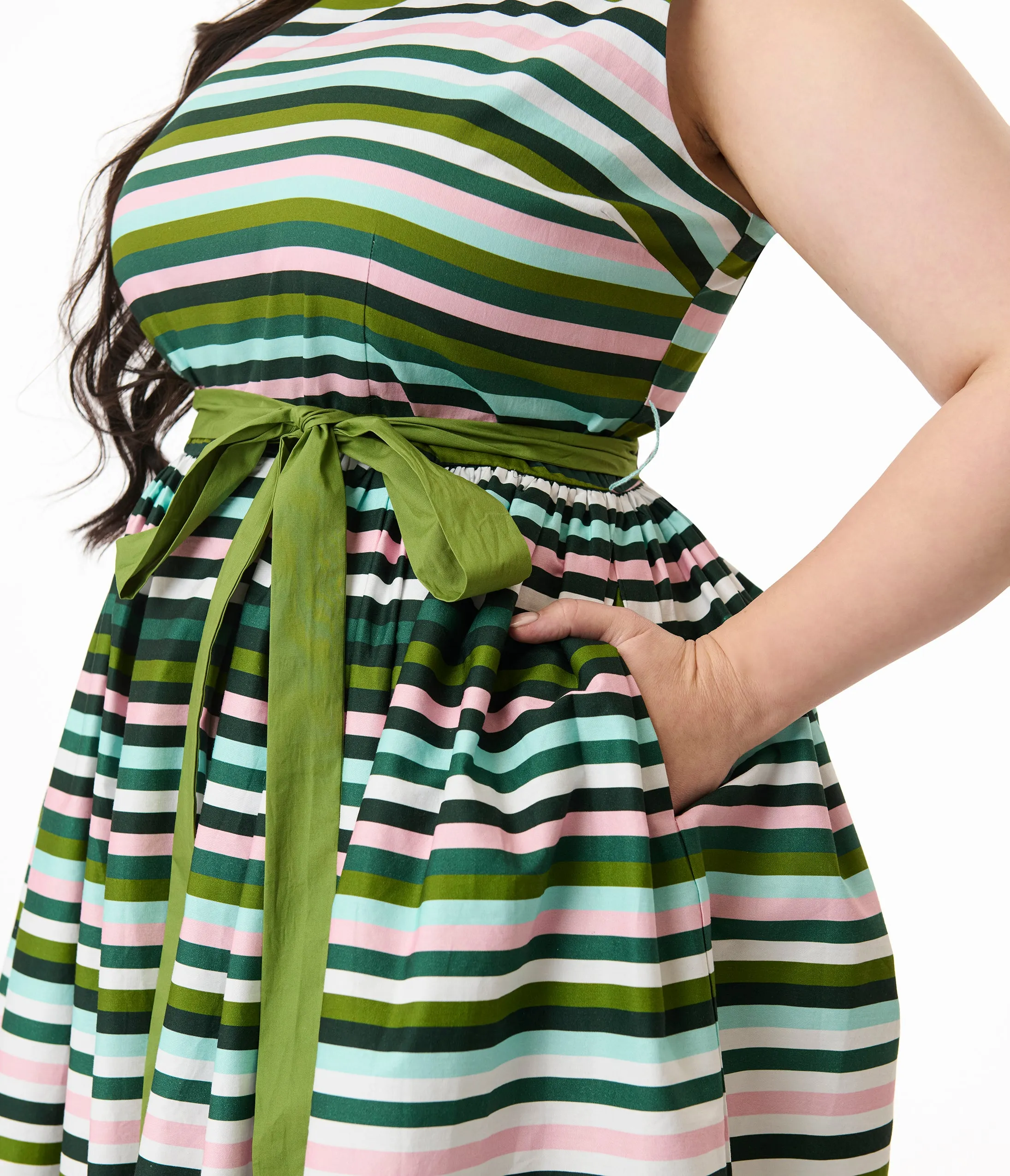 Unique Vintage Plus Size Spring Stripe Sleeveless Cotton Swing Dress sold by Unique Vintage product image thumbnail 2