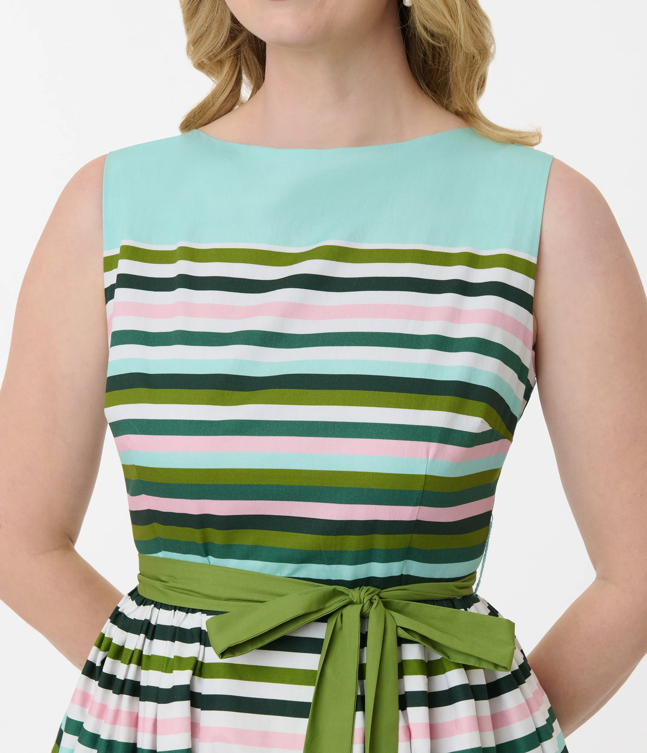 Unique Vintage Spring Stripe Sleeveless Cotton Swing Dress sold by Unique Vintage product image thumbnail 2