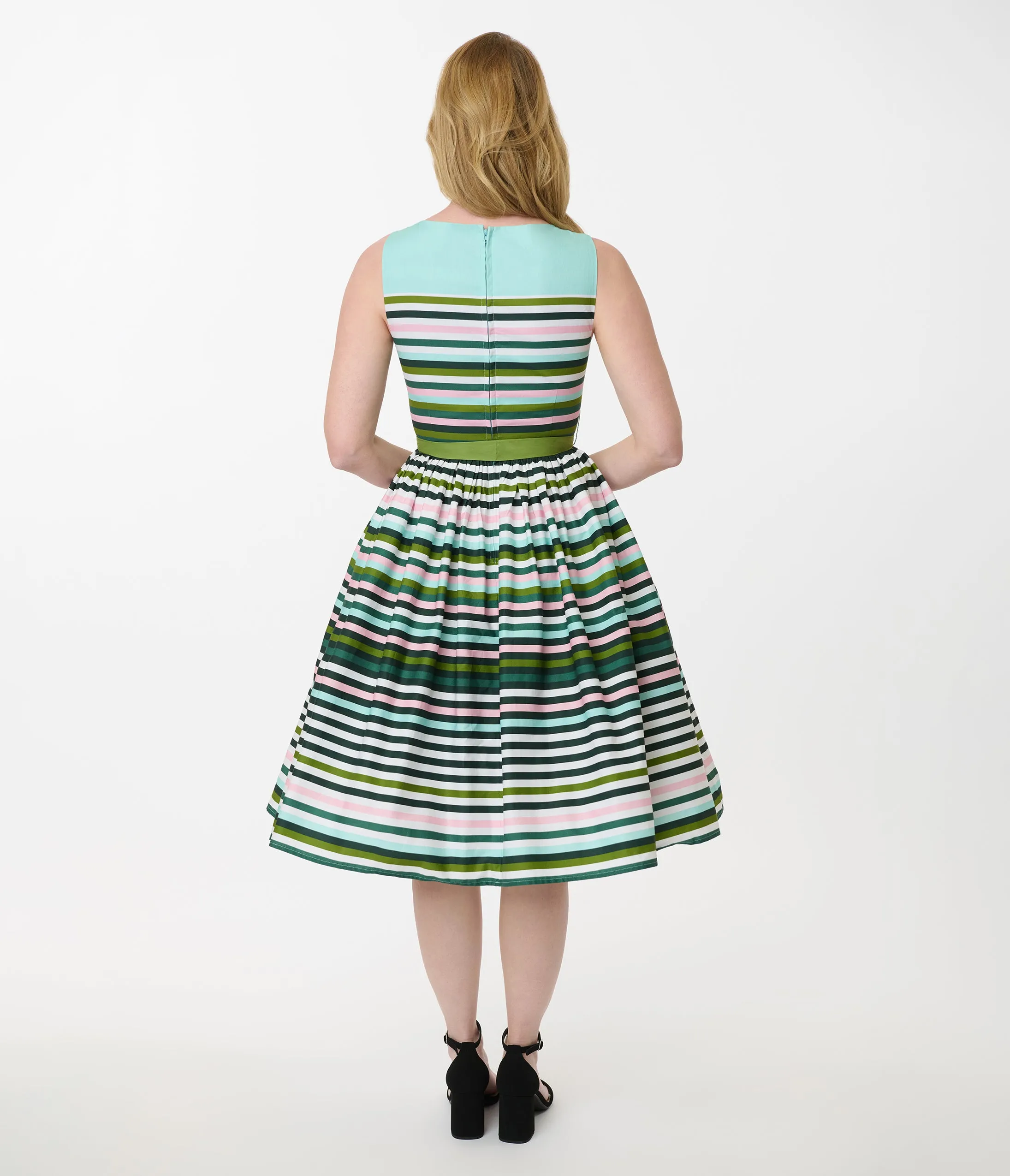Unique Vintage Spring Stripe Sleeveless Cotton Swing Dress sold by Unique Vintage product image thumbnail 3