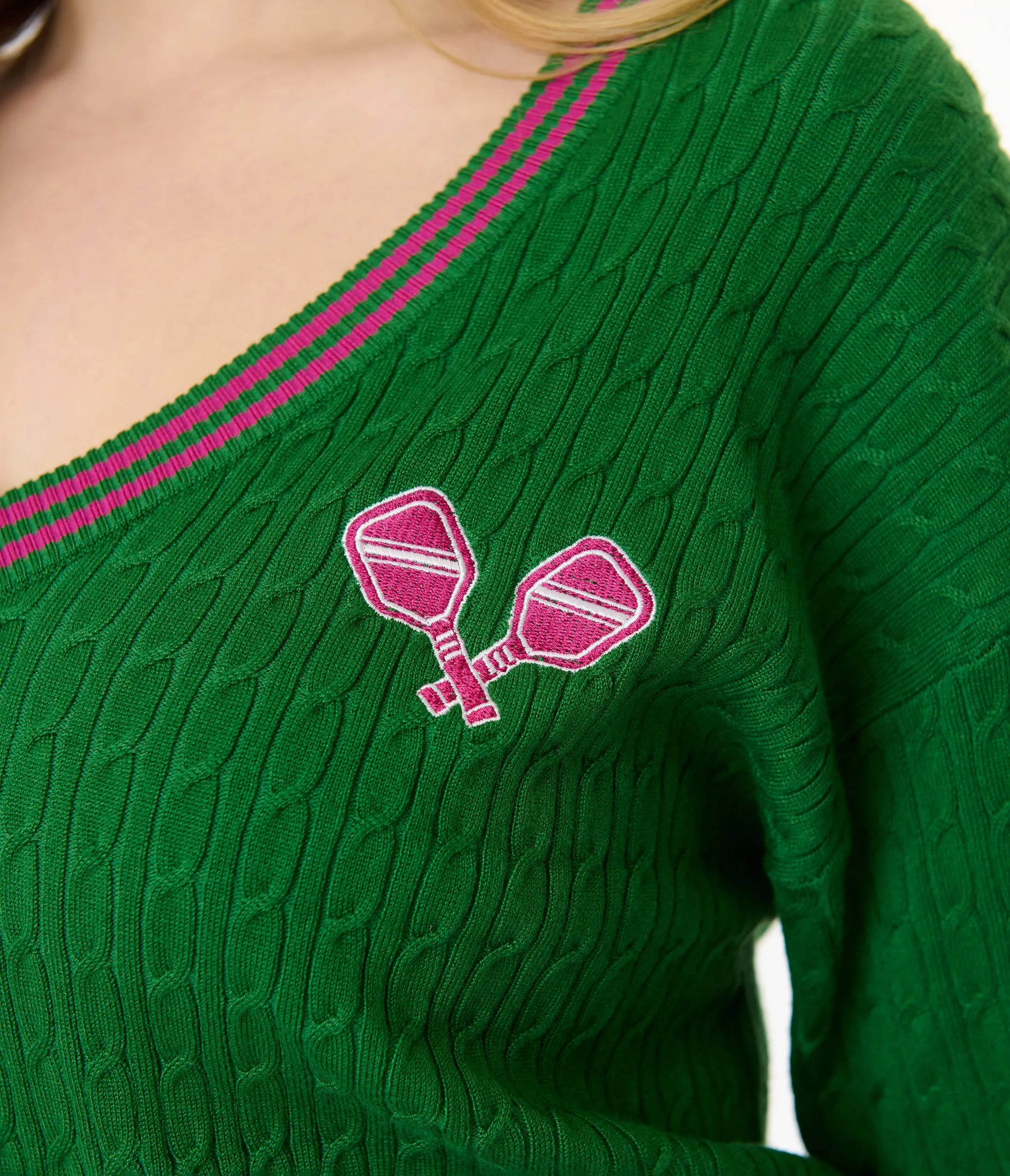 Smak Parlour Pink & Green Pickleball Sweater sold by Unique Vintage product image thumbnail 2