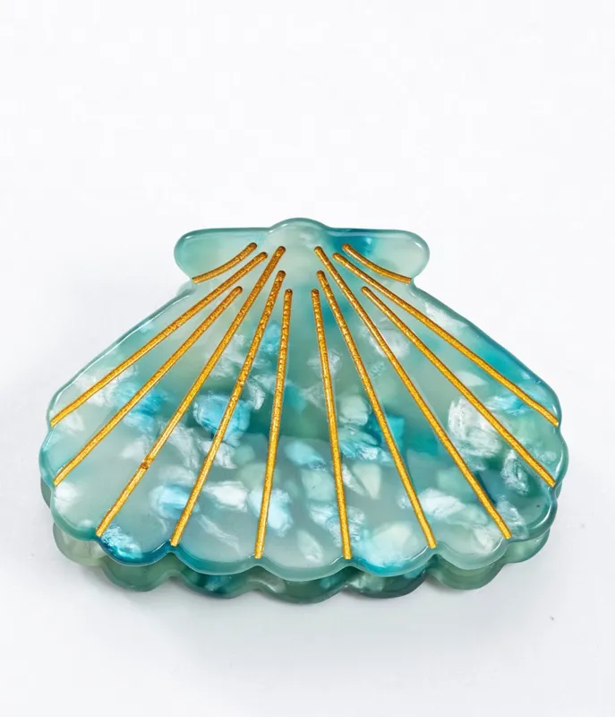 Blue Sea Shell Hair Claw sold by Unique Vintage