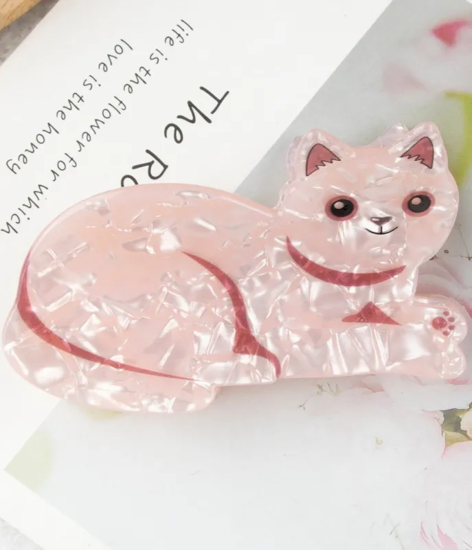 Pink Sweet Cat Hair Claw sold by Unique Vintage