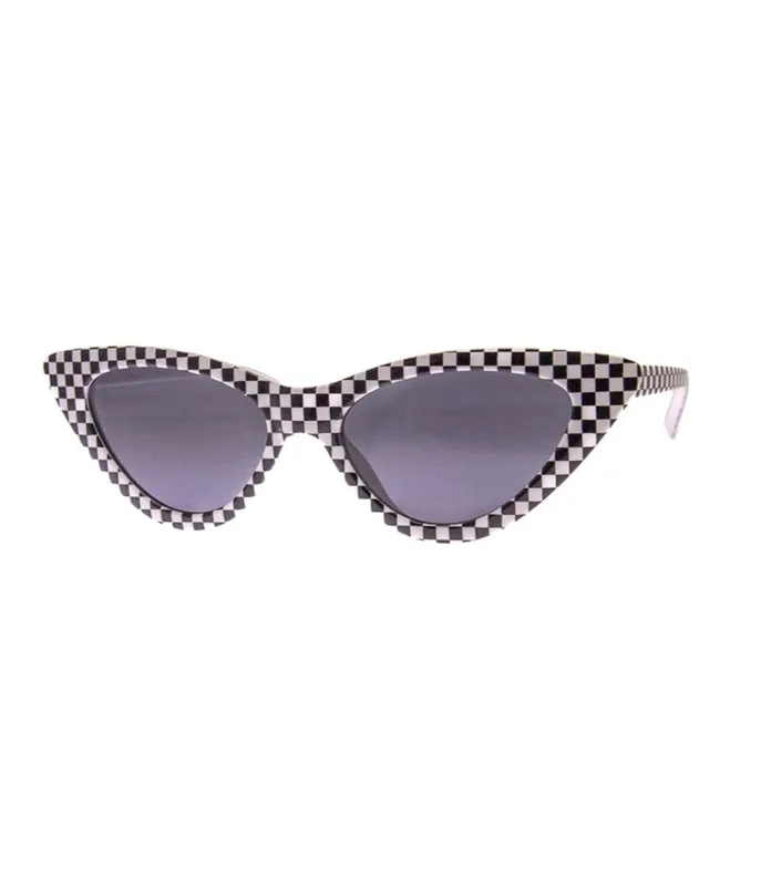 Black & White Checkered Cat Eye Sunglasses sold by Unique Vintage