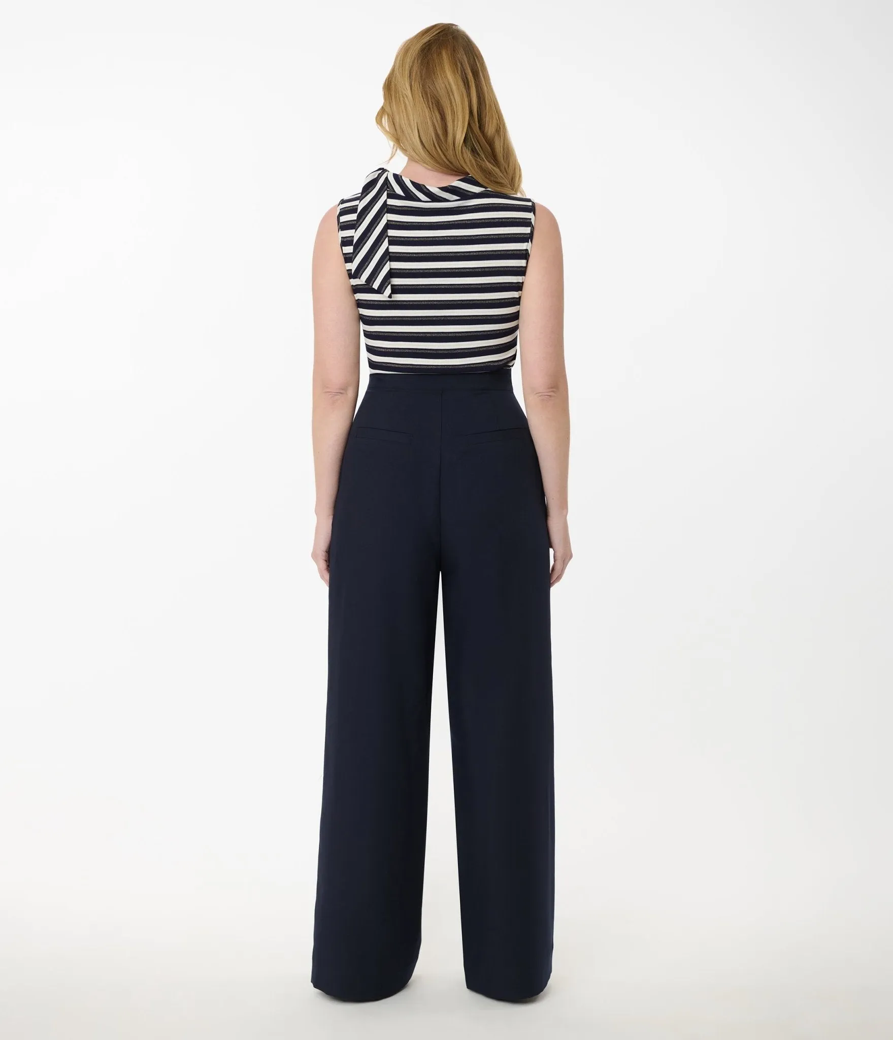 Smak Parlour Navy & Silver Button Wide Leg Sailor Pants sold by Unique Vintage product image thumbnail 3