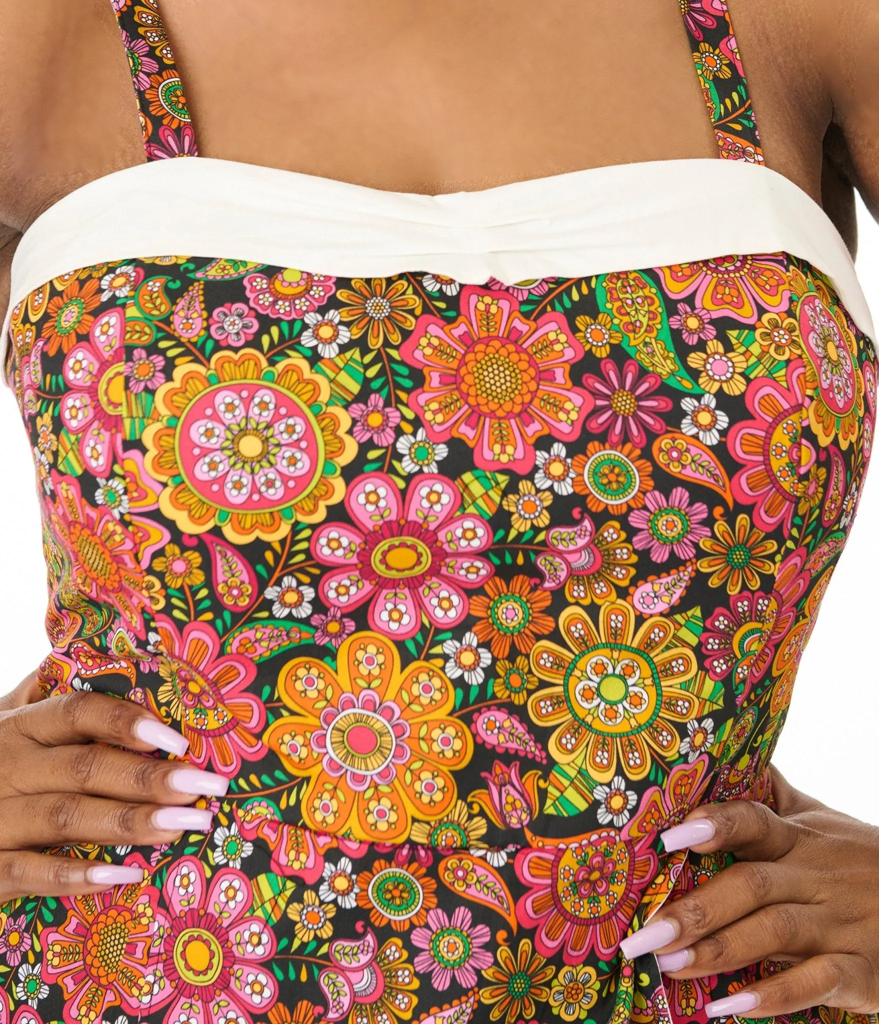 Unique Vintage Plus Size Kaleidoscope Floral Print Skirted Dolly Romper sold by Unique Vintage product image thumbnail 2