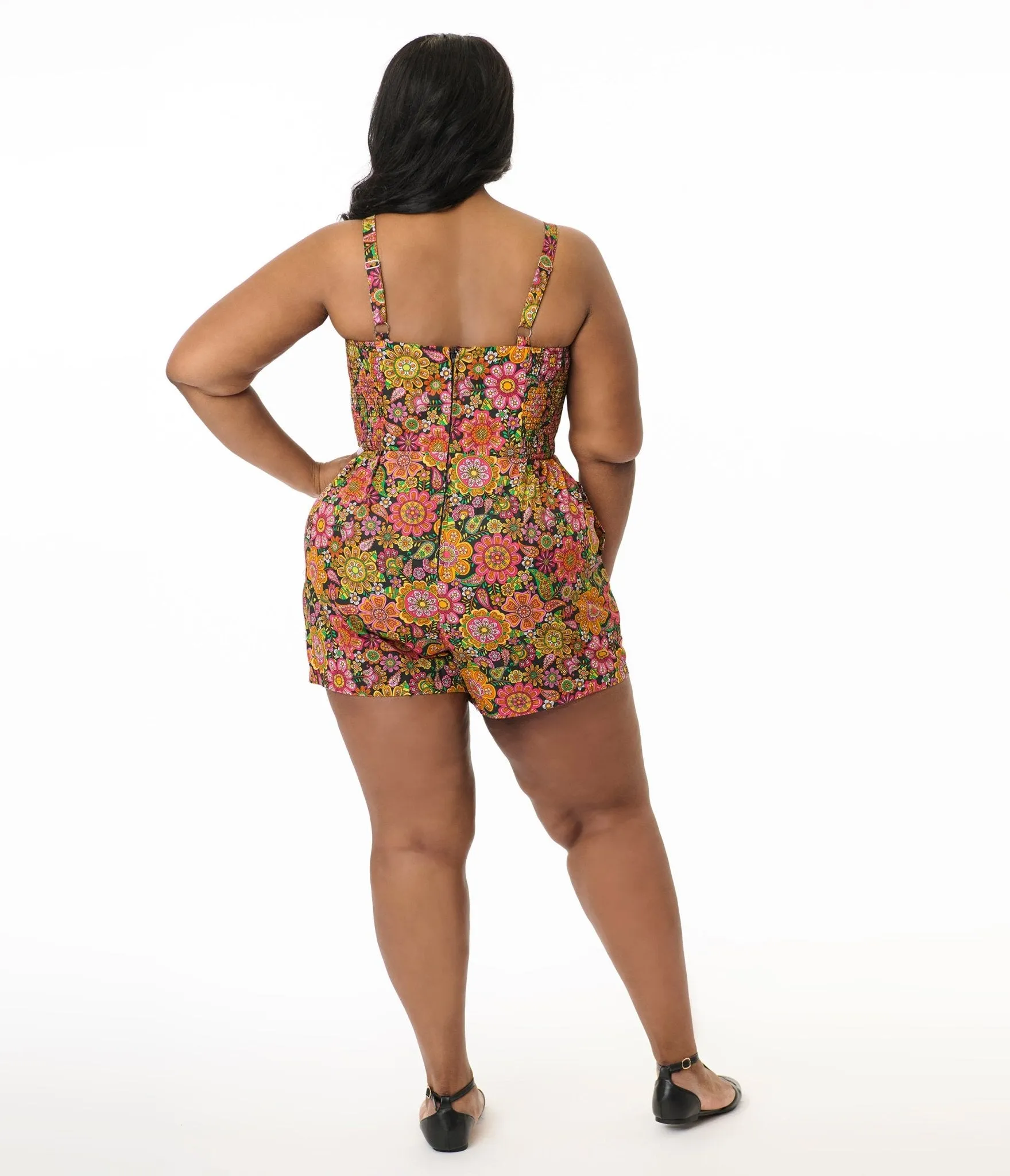 Unique Vintage Plus Size Kaleidoscope Floral Print Skirted Dolly Romper sold by Unique Vintage product image thumbnail 3