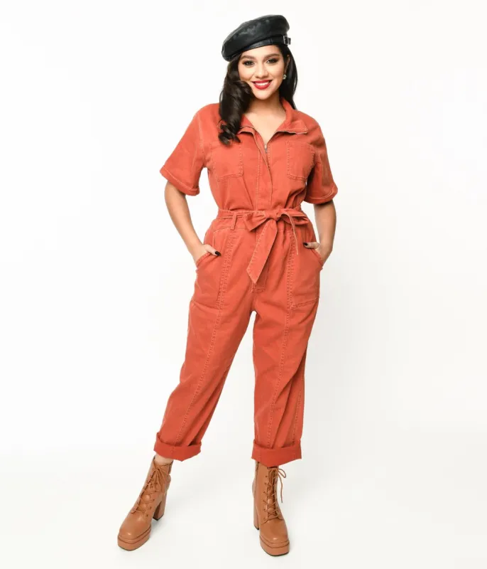 Rust Denim Utility Jumpsuit sold by Unique Vintage