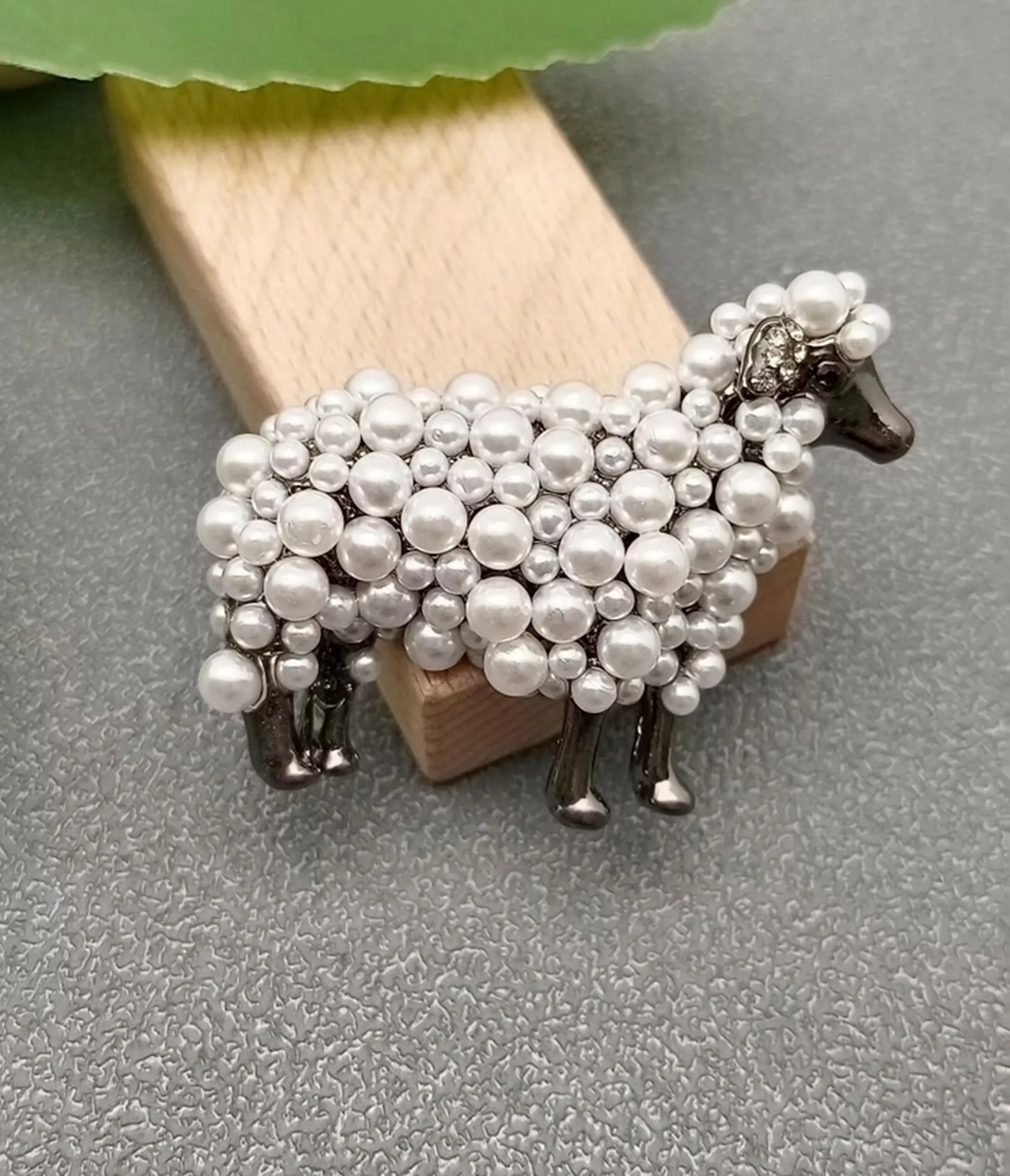 Faux Pearl Sheep Brooch sold by Unique Vintage