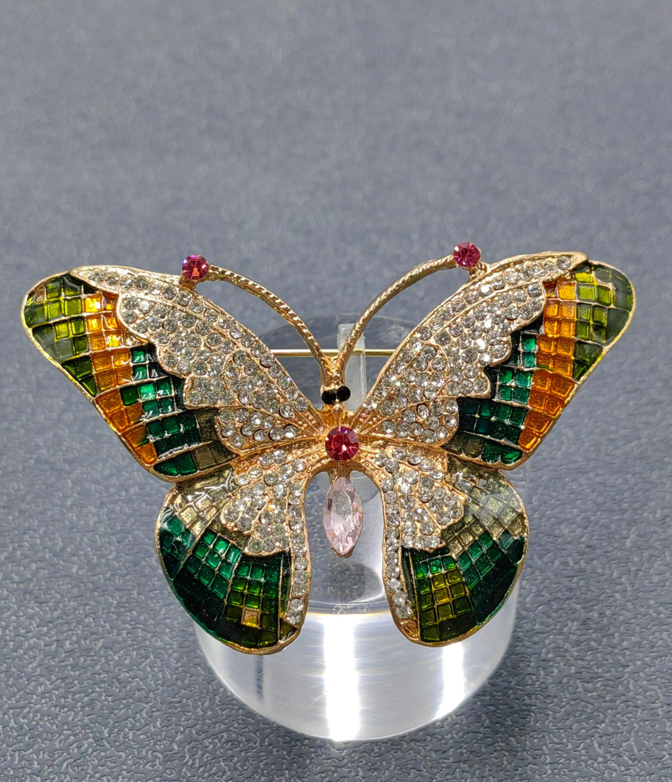 Butterfly Rhinestone Enamel Brooch sold by Unique Vintage