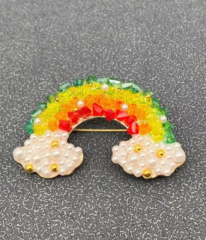 Rhinestone Rainbow Brooch sold by Unique Vintage