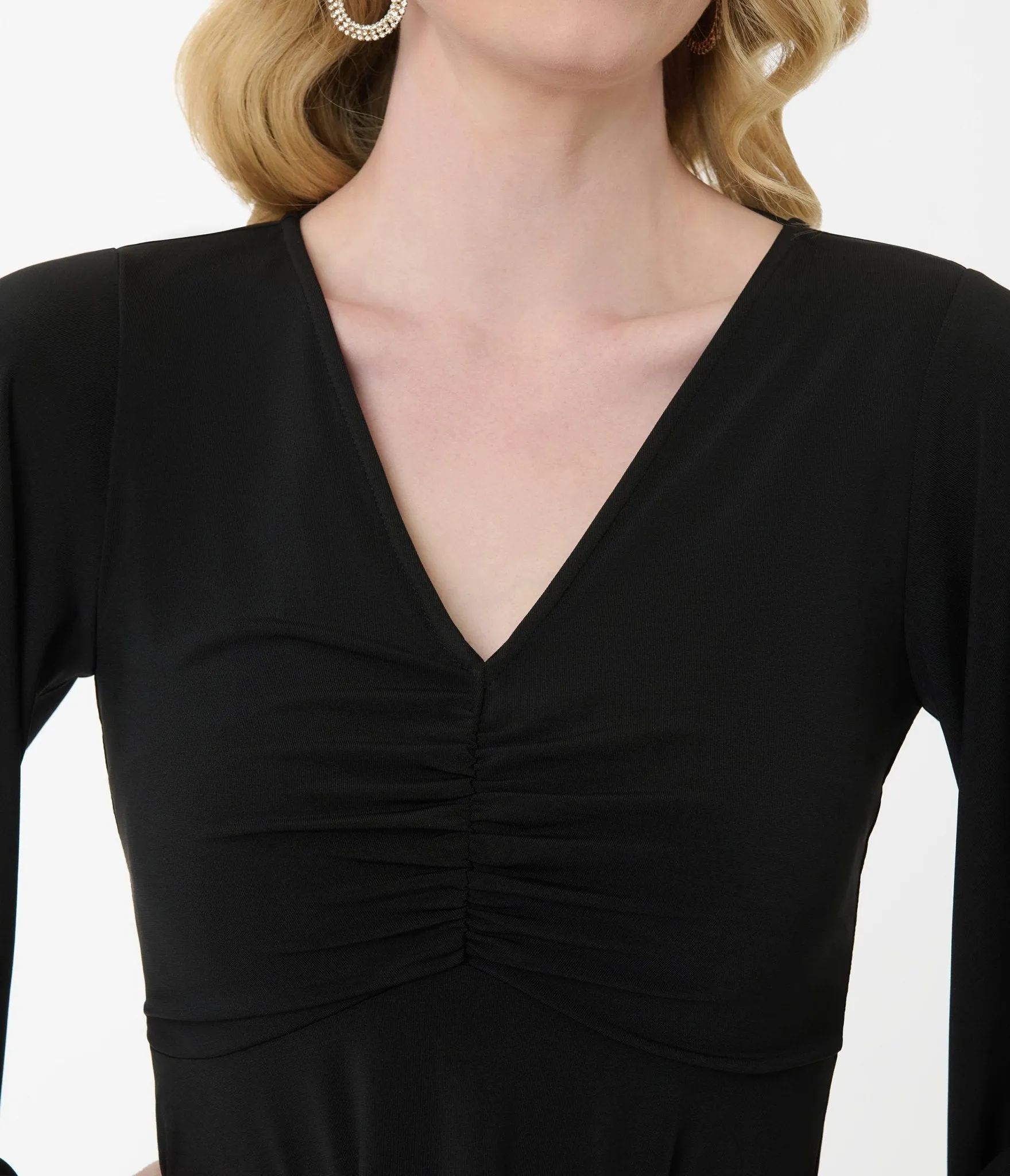 Smak Parlour Black Fringe Bell Sleeve Fit & Flare Dress sold by Unique Vintage product image thumbnail 2