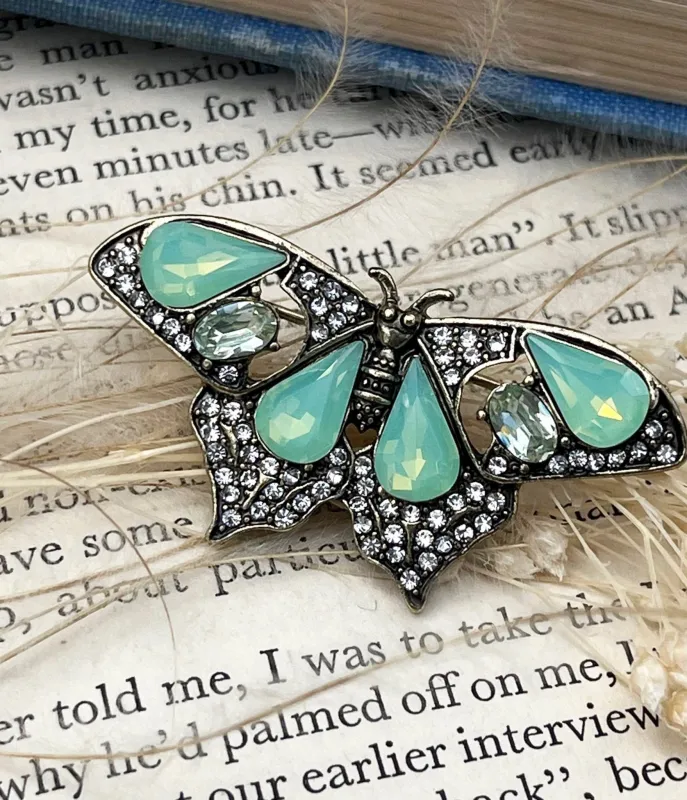 Light Green Opal Butterfly Brooch sold by Unique Vintage