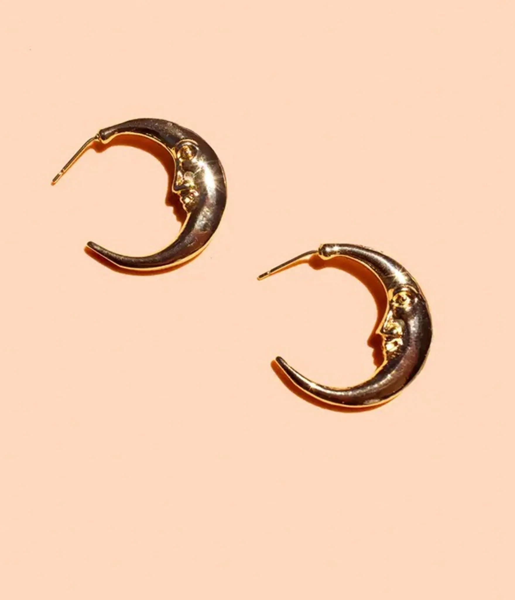 Gold Moonstruck Hoop Earrings sold by Unique Vintage