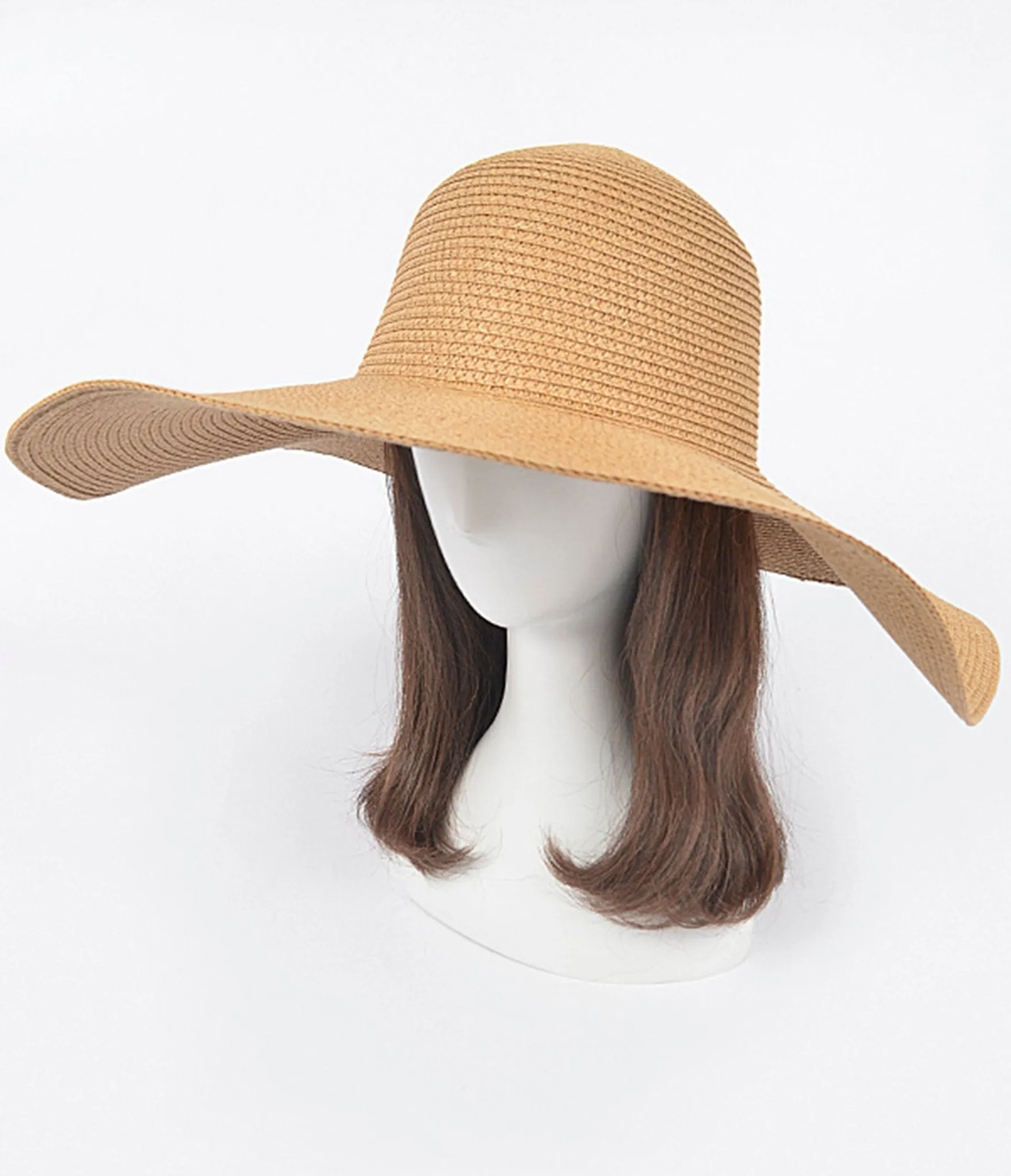 Tan Wide Brim Beach Hat sold by Unique Vintage