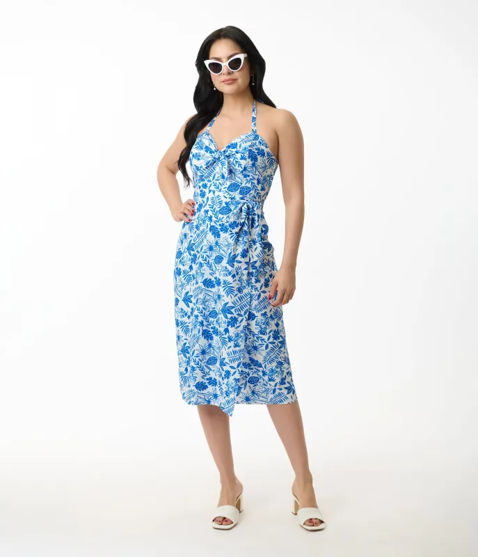 Disney's Lilo & Stitch Collection by Unique Vintage Blue Stitch Print Sarong Dress sold by Unique Vintage