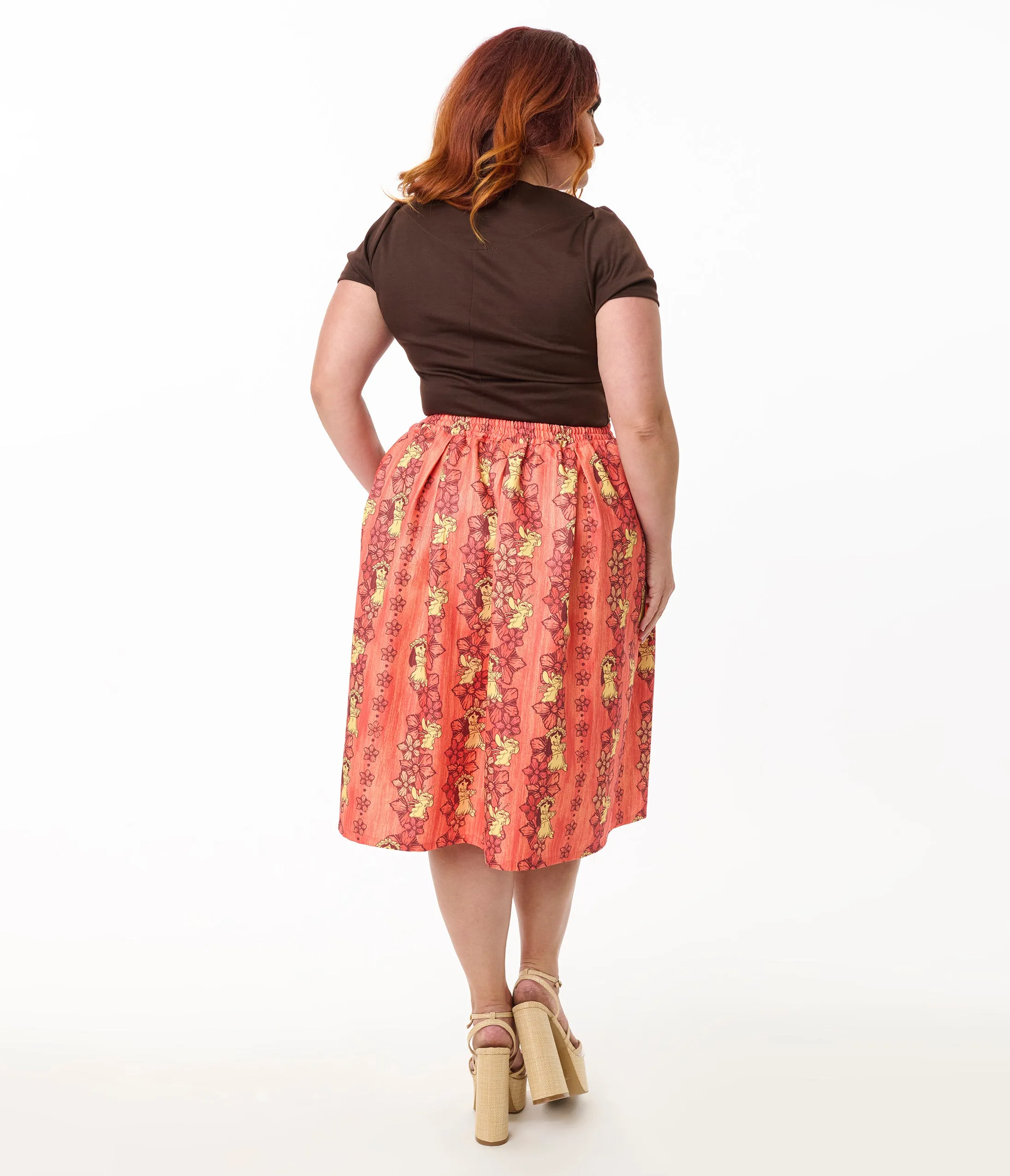 Disney's Lilo & Stitch Collection by Unique Vintage Plus Size Orange & Yellow Hawaiian Print Swing Skirt sold by Unique Vintage product image thumbnail 4