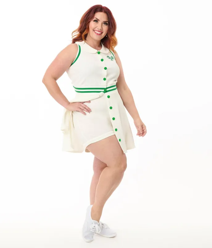 Smak Parlour Plus Size White & Green Pickleball Paddle Sport Dress & Shorts sold by Unique Vintage