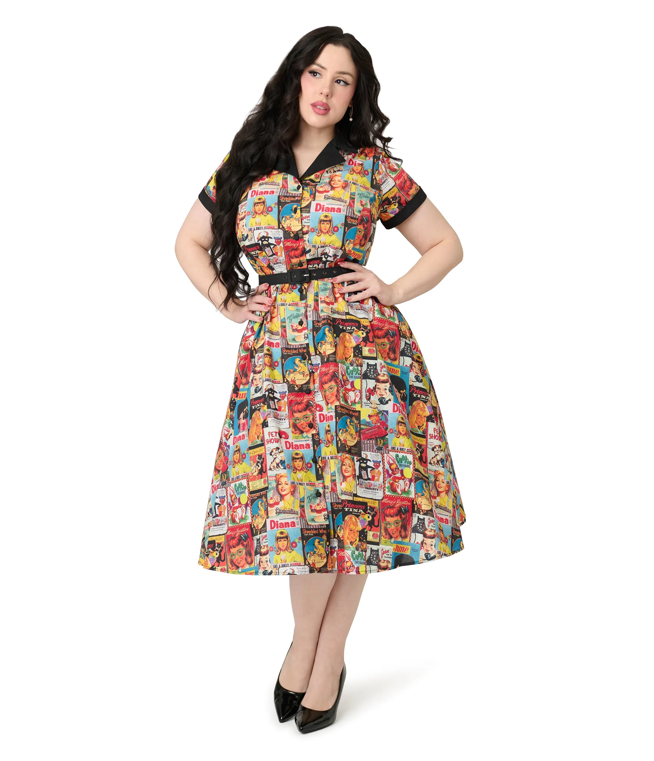 Unique Vintage Plus Size Magazine Print Alexis Swing Dress sold by Unique Vintage product image thumbnail 4