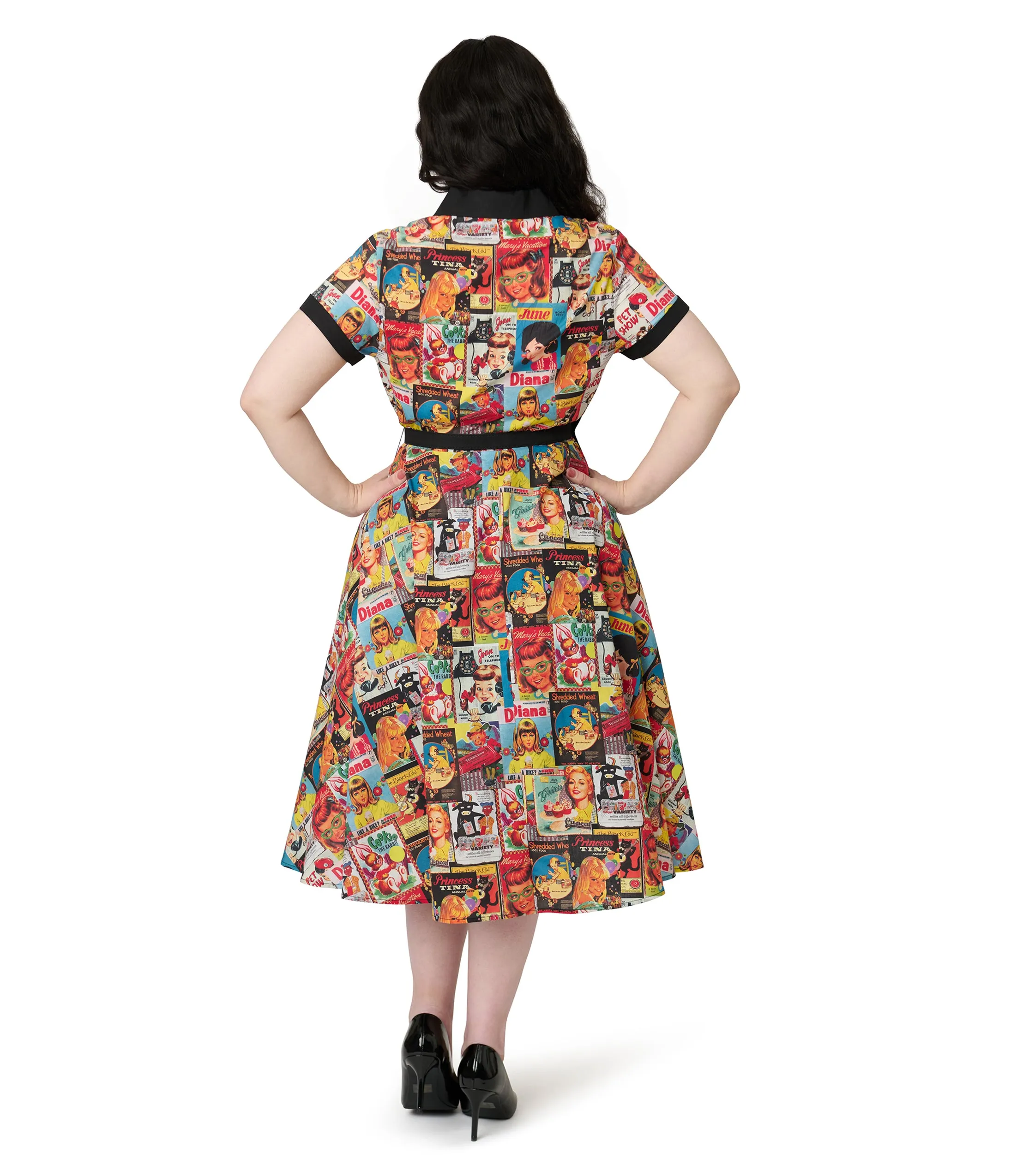 Unique Vintage Plus Size Magazine Print Alexis Swing Dress sold by Unique Vintage product image thumbnail 3
