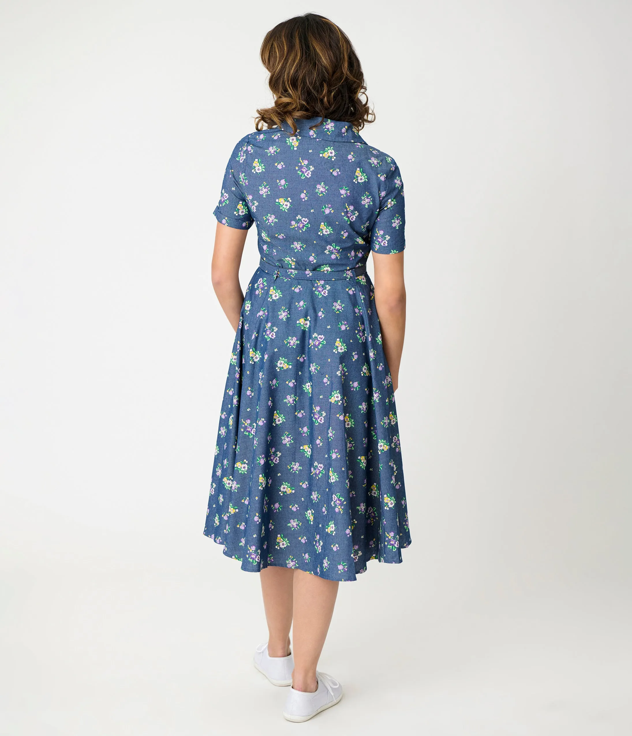 Royal Monk Blue Floral Bloom Print Bella Swing Dress sold by Unique Vintage product image thumbnail 3