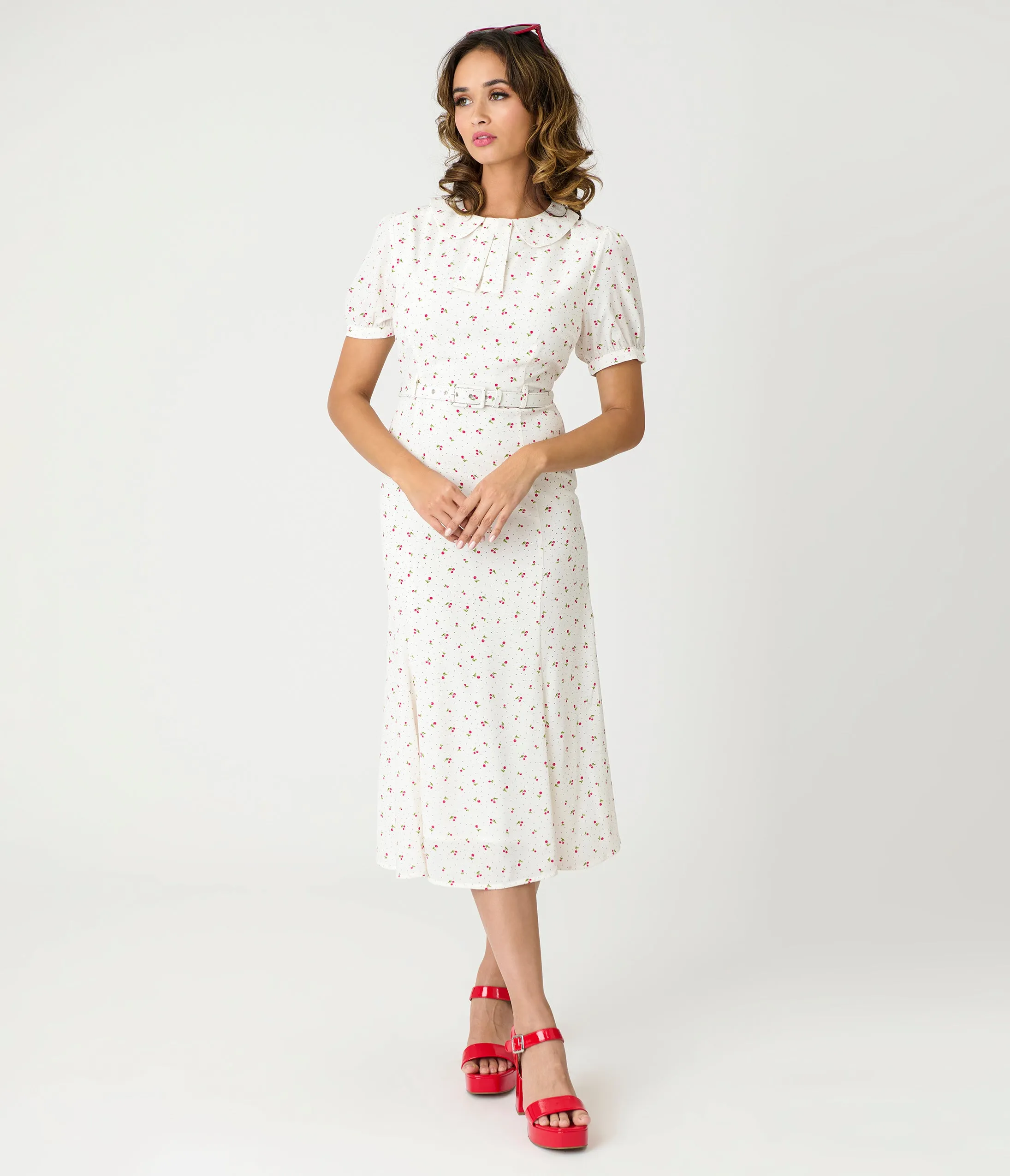 Royal Monk White Cherry Lucille Midi Dress sold by Unique Vintage product image thumbnail 4