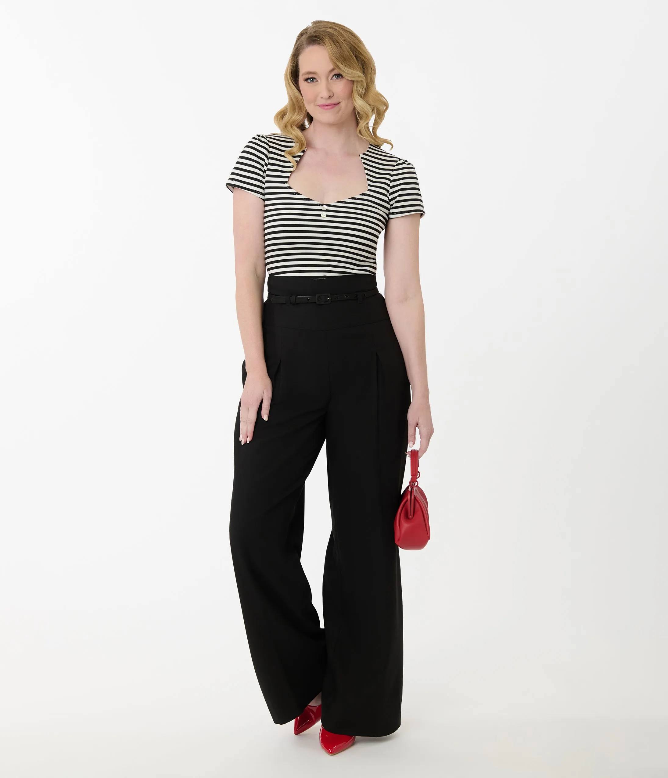 Unique Vintage Black Wide Leg Pleated Pants sold by Unique Vintage product image thumbnail 4