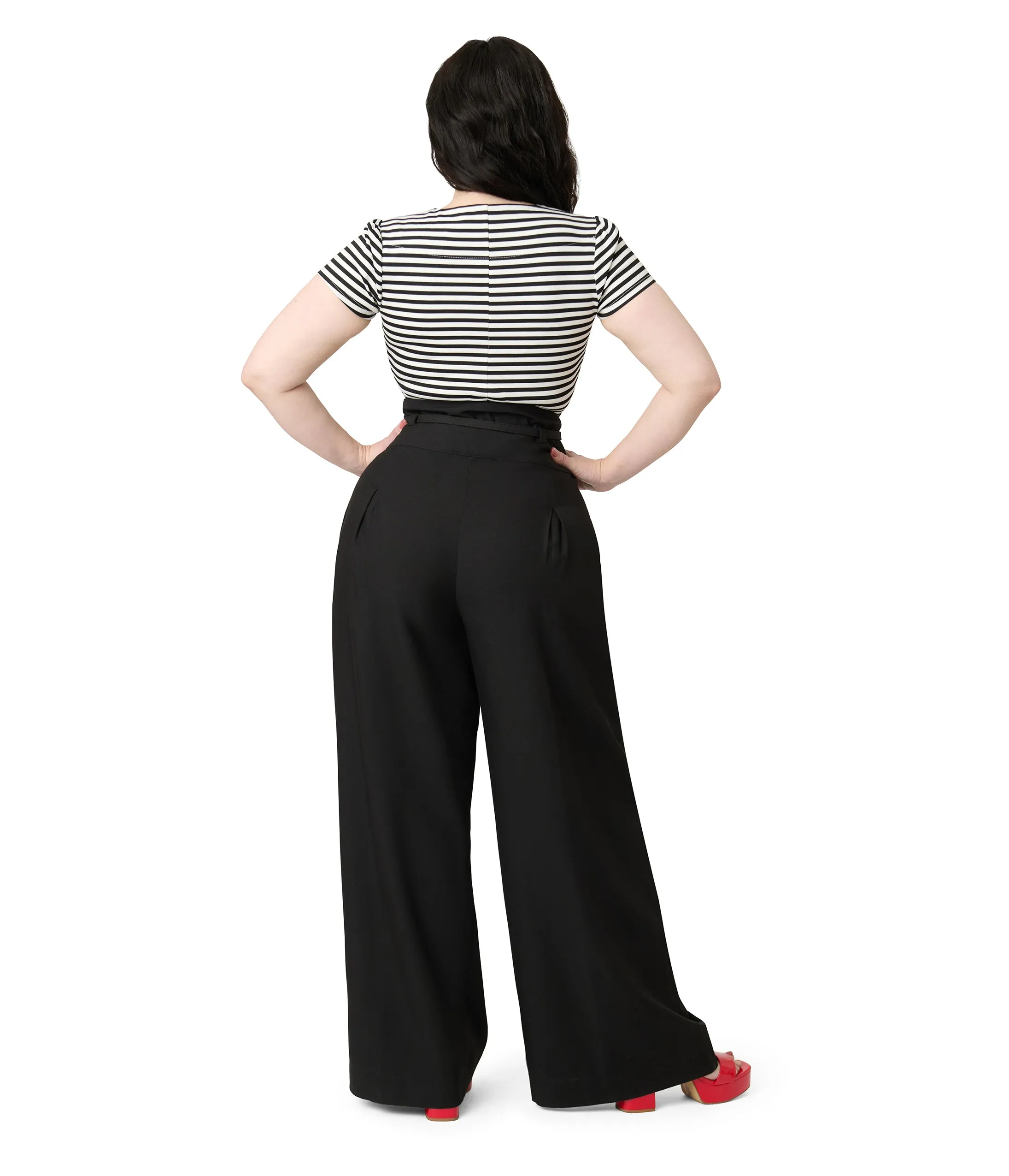 Unique Vintage Plus Size Black Wide Leg Pleated Pants sold by Unique Vintage product image thumbnail 3