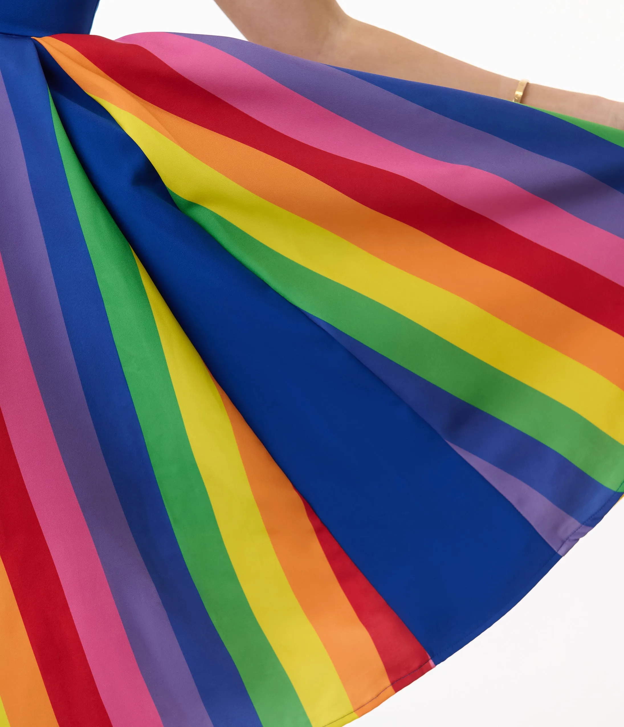 Unique Vintage Blue & Rainbow Stripe Swing Dress sold by Unique Vintage product image thumbnail 3