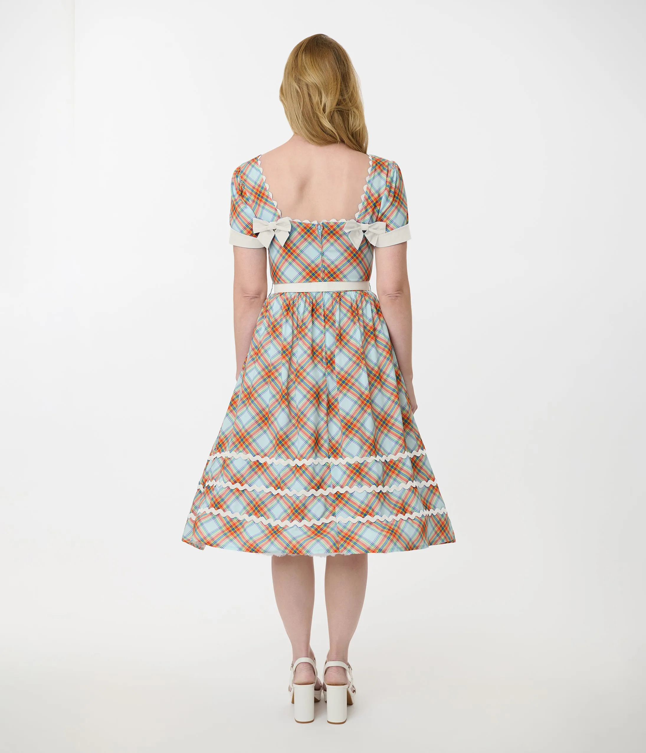 Unique Vintage Rainbow Plaid Swing Dress sold by Unique Vintage product image thumbnail 4