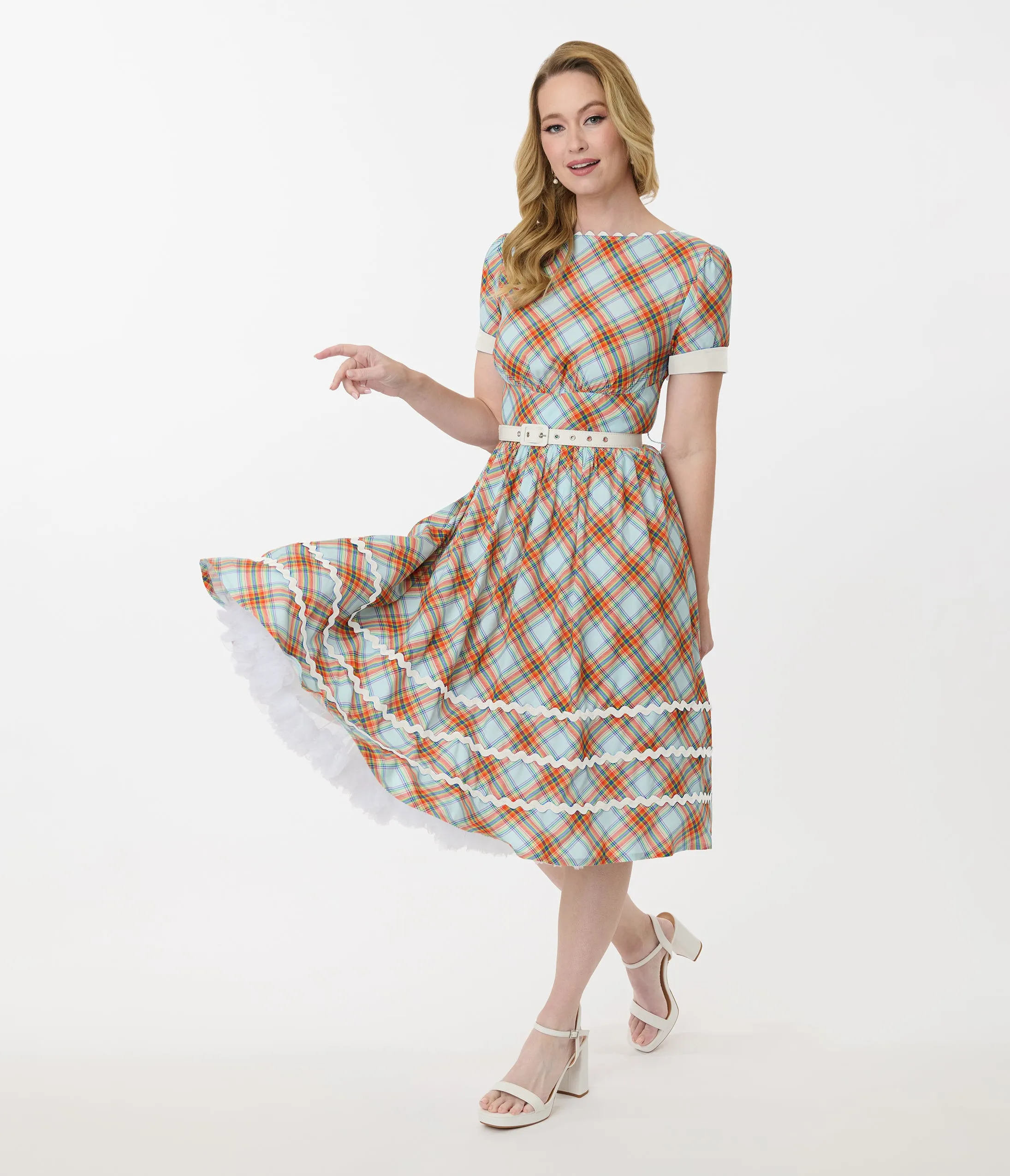 Unique Vintage Rainbow Plaid Swing Dress sold by Unique Vintage product image thumbnail 5