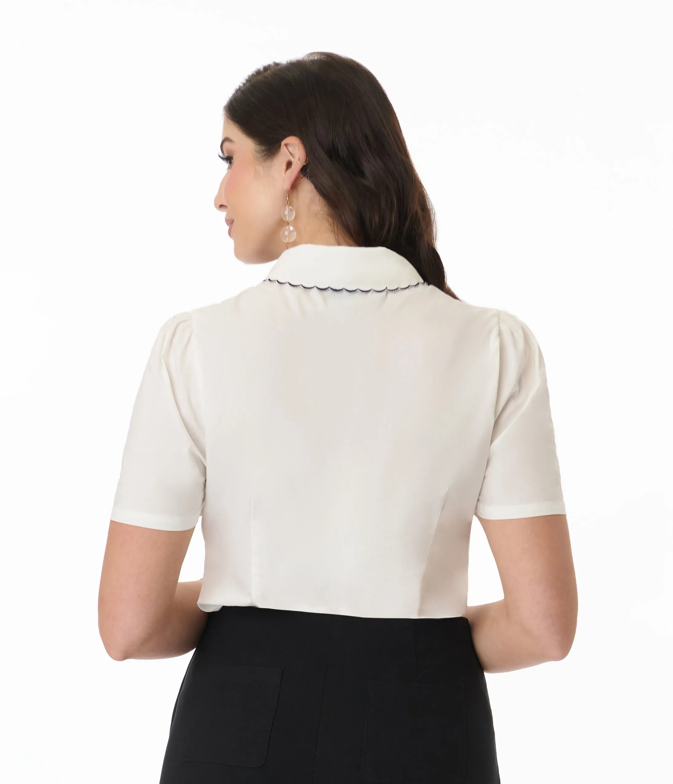 Unique Vintage White & Rainbow Butterfly Collar Cotton Blouse sold by Unique Vintage product image thumbnail 3