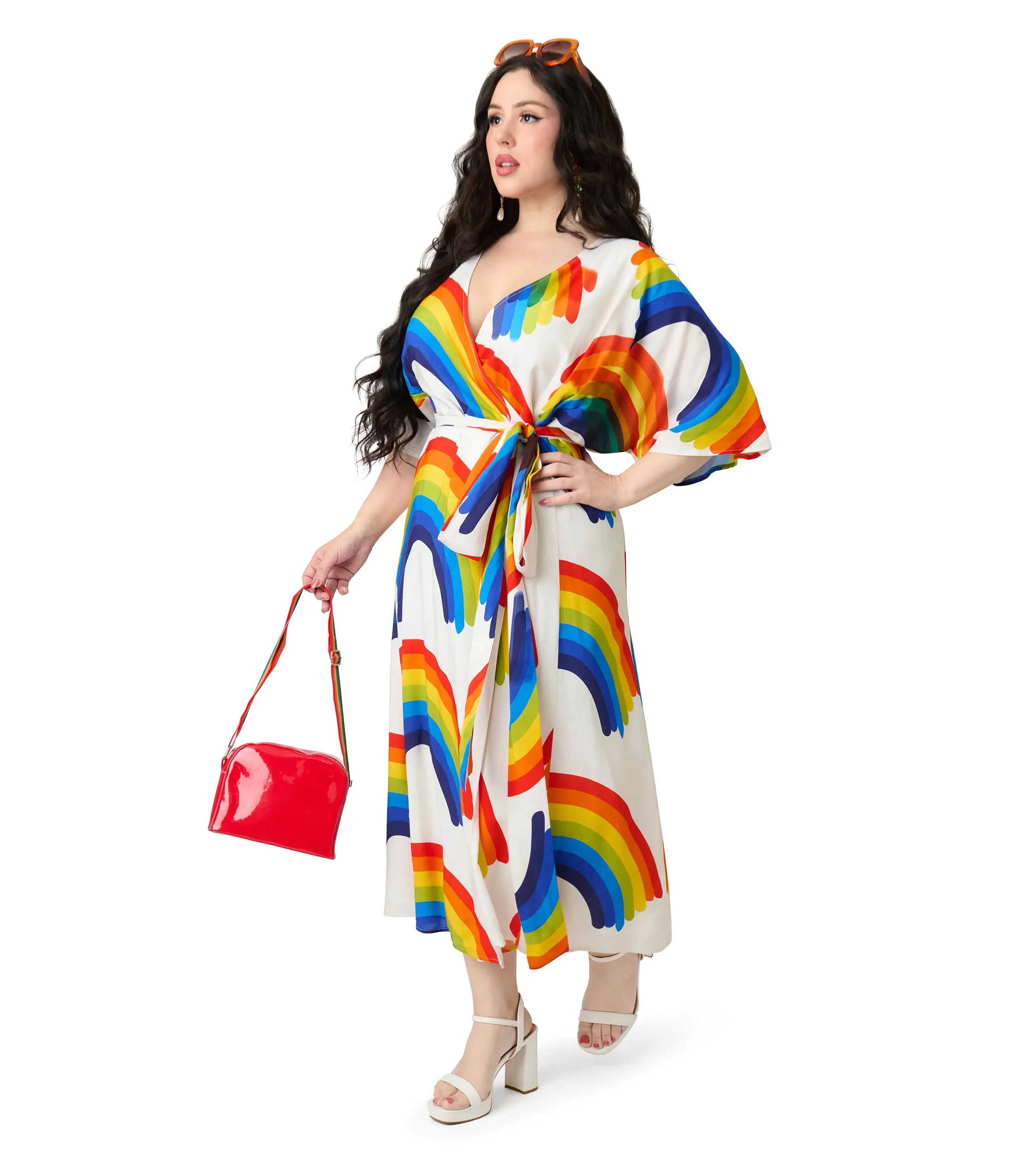 Unique Vintage Plus Size Rainbow Wrap Midi Dress sold by Unique Vintage product image thumbnail 4