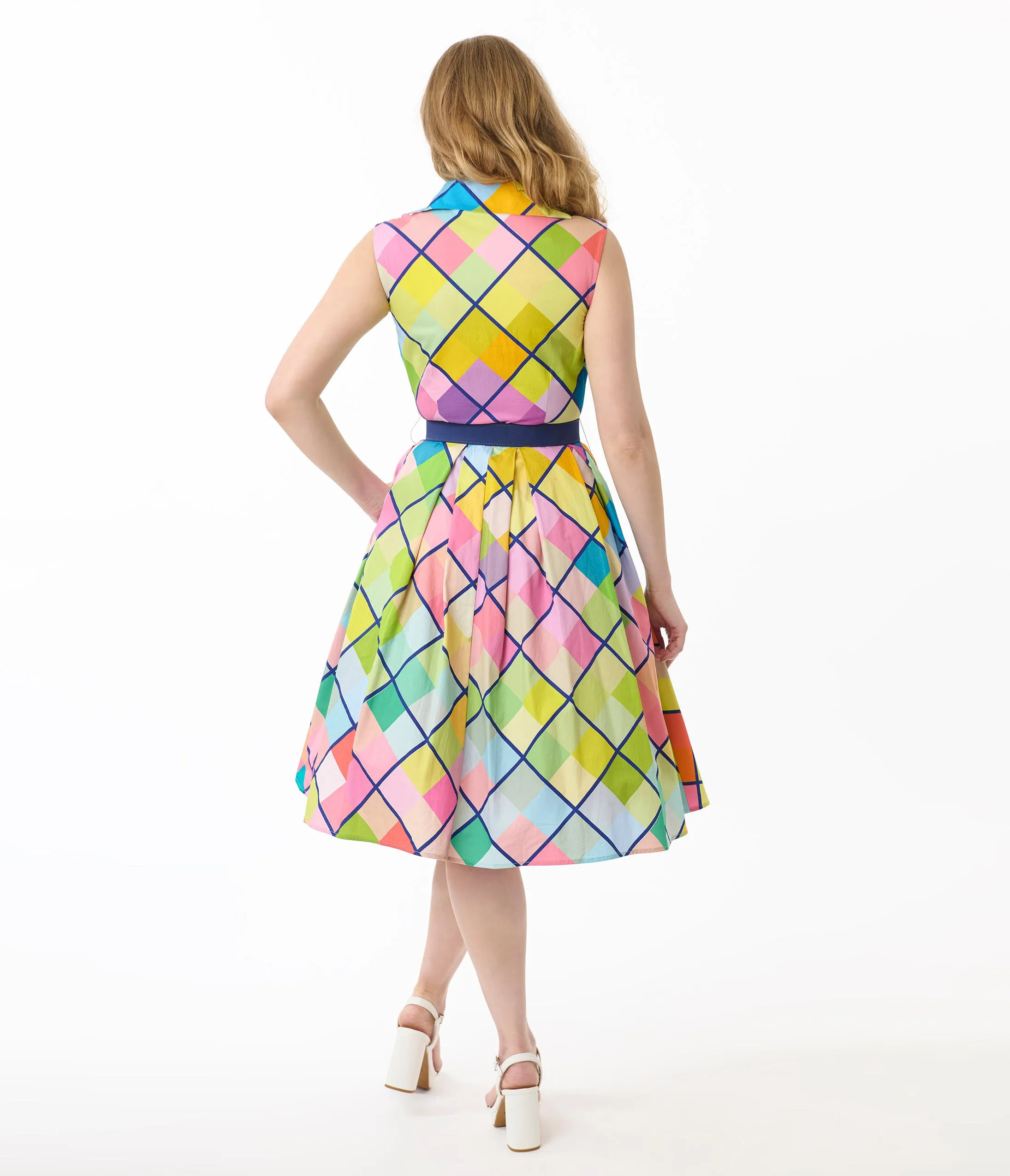 Unique Vintage Rainbow Diamond Plaid Edith Swing Dress sold by Unique Vintage product image thumbnail 3