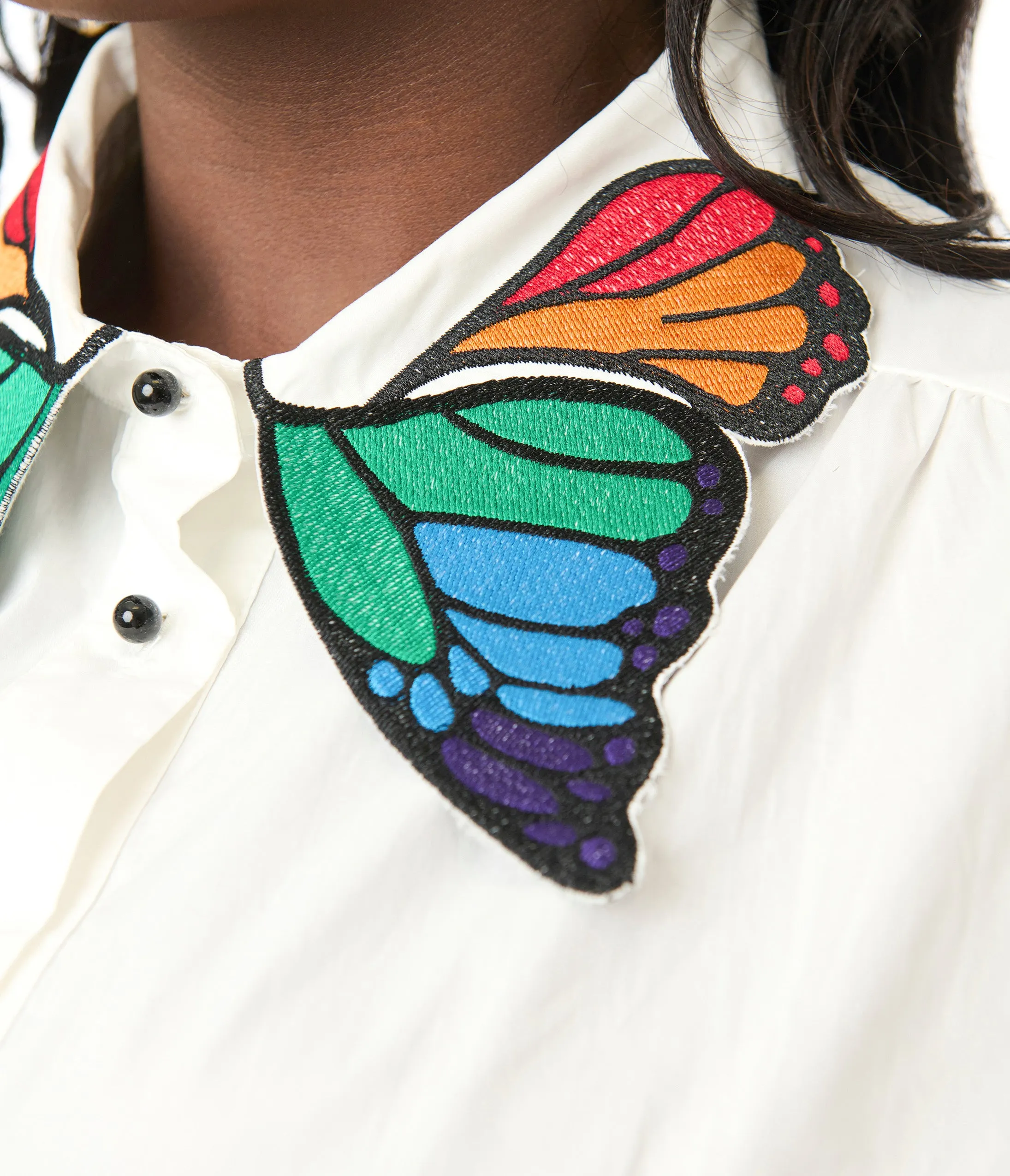 Unique Vintage Plus Size White & Rainbow Butterfly Collar Cotton Blouse sold by Unique Vintage product image thumbnail 2