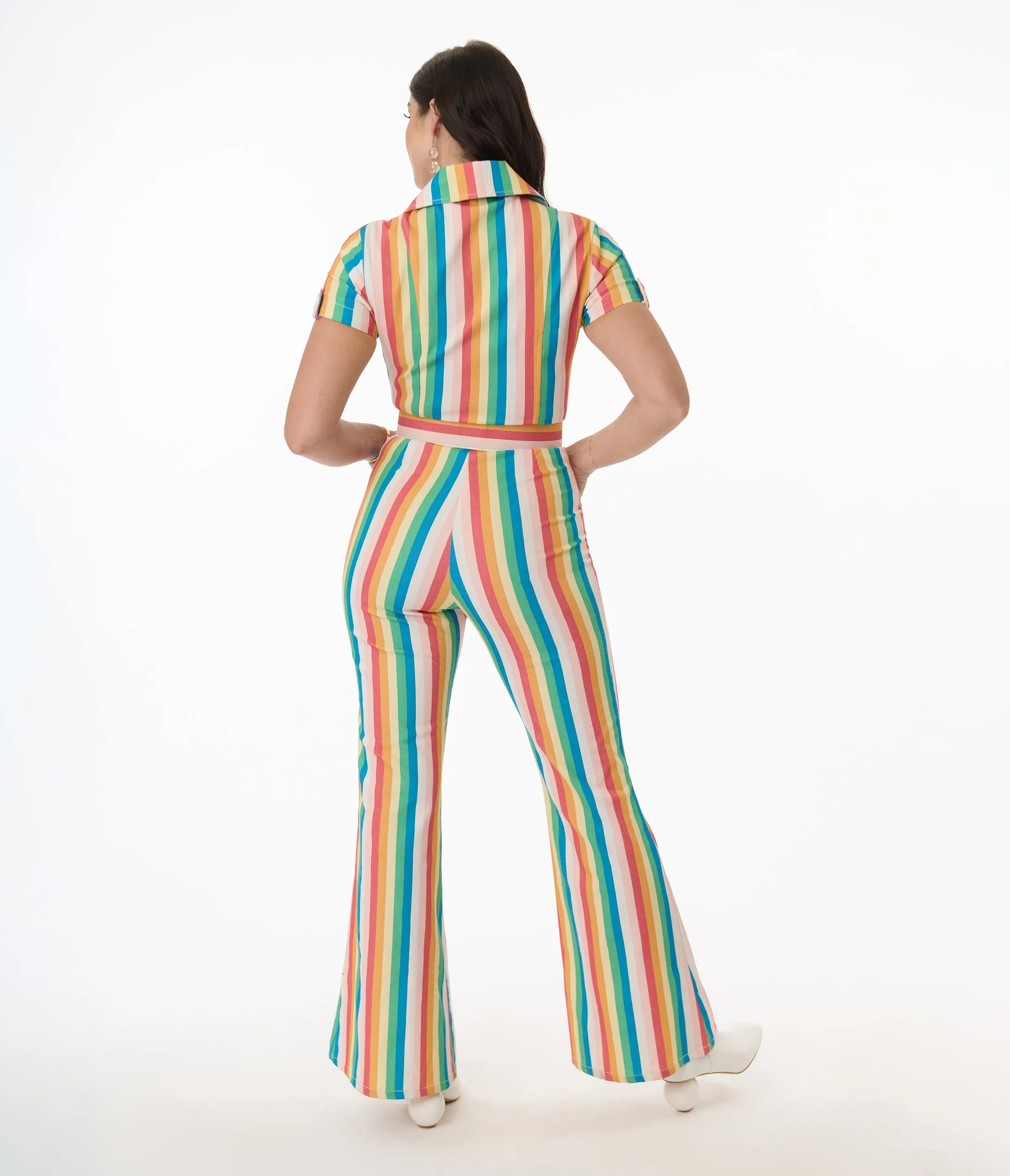 Smak Parlour Retro Rainbow Stripe Flare Jumpsuit sold by Unique Vintage product image thumbnail 3