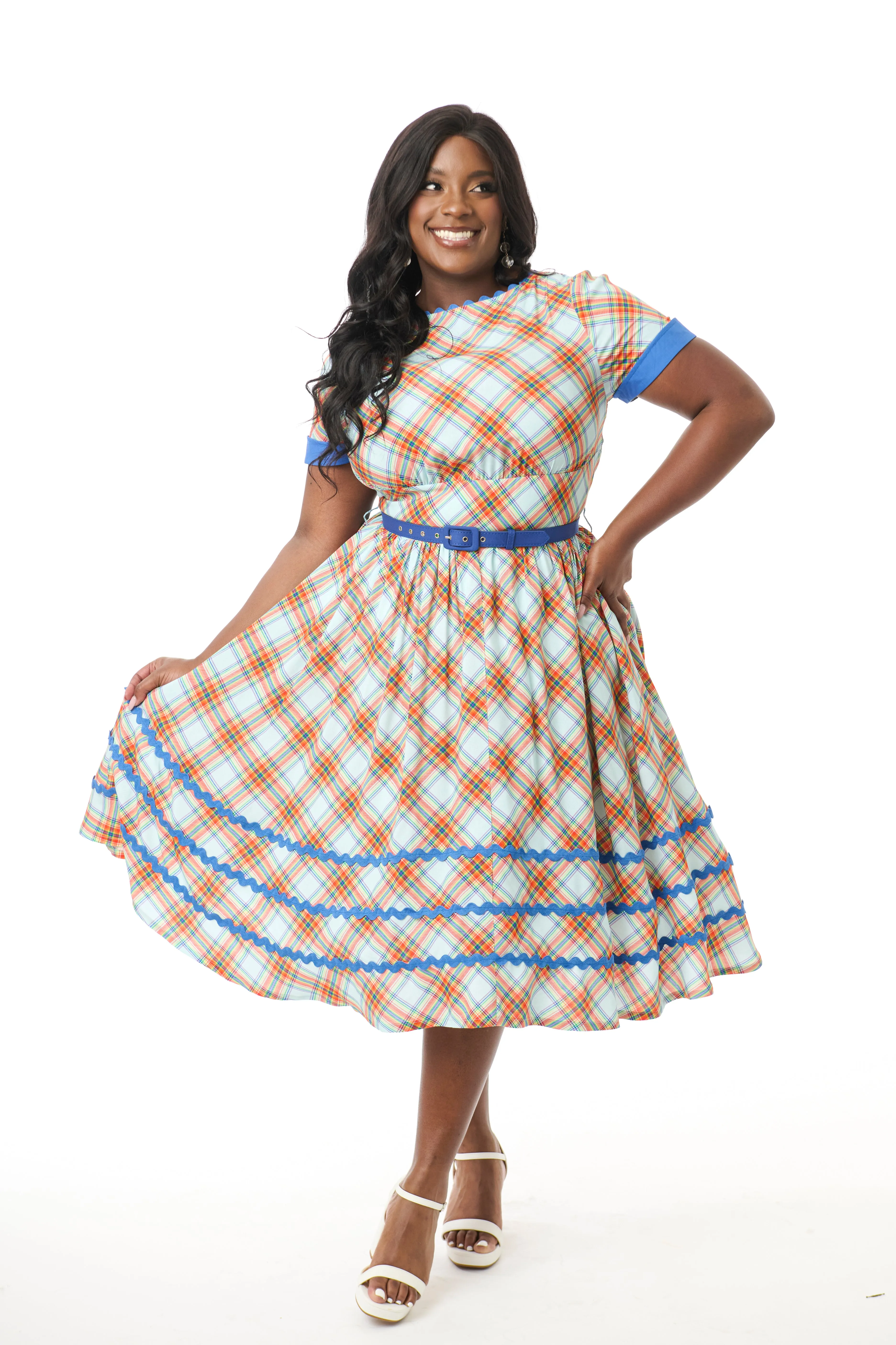 Unique Vintage Plus Size Rainbow Plaid Swing Dress sold by Unique Vintage product image thumbnail 5