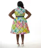 Unique Vintage Plus Size Rainbow Diamond Plaid Edith Swing Dress sold by Unique Vintage